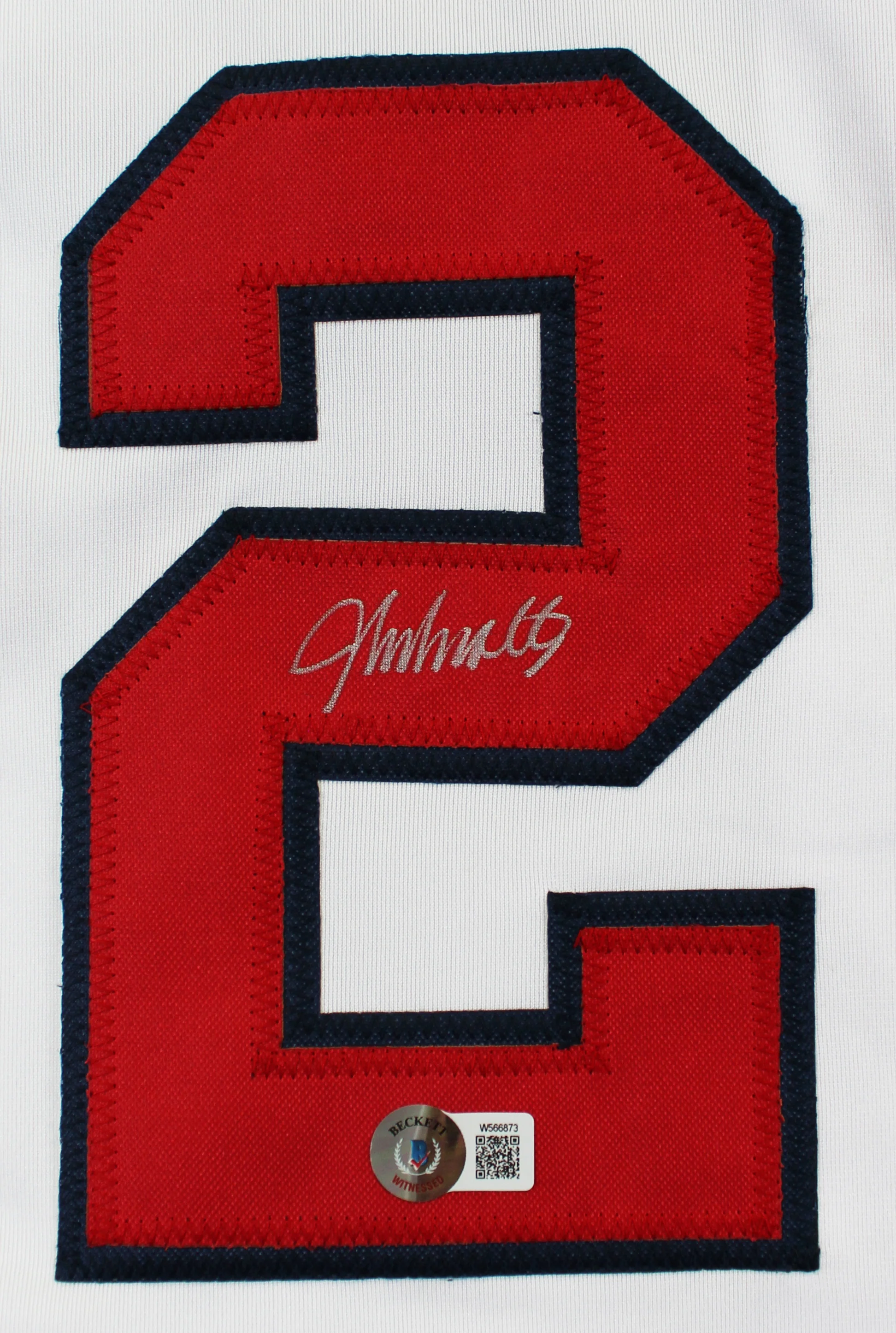 John Smoltz Authentic Signed White Pro Style Jersey w/ Silver Sig BAS Witnessed - Image 3