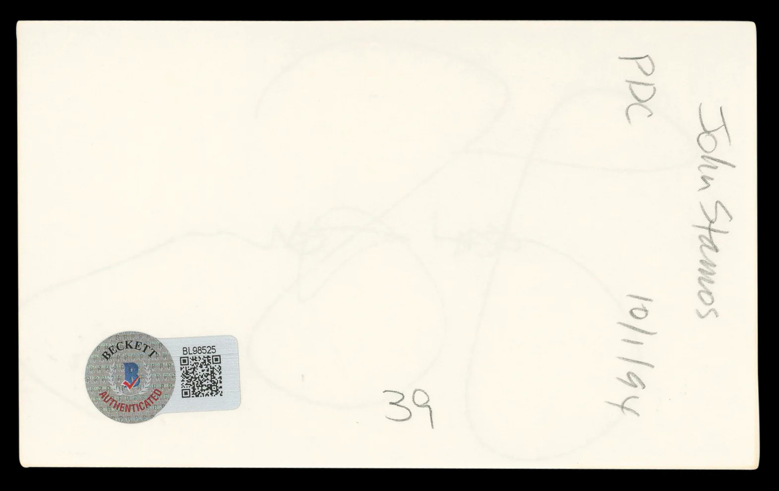 John Stamos Full House Authentic Signed 3x5 Index Card Autographed BAS #BL98525 - Image 3