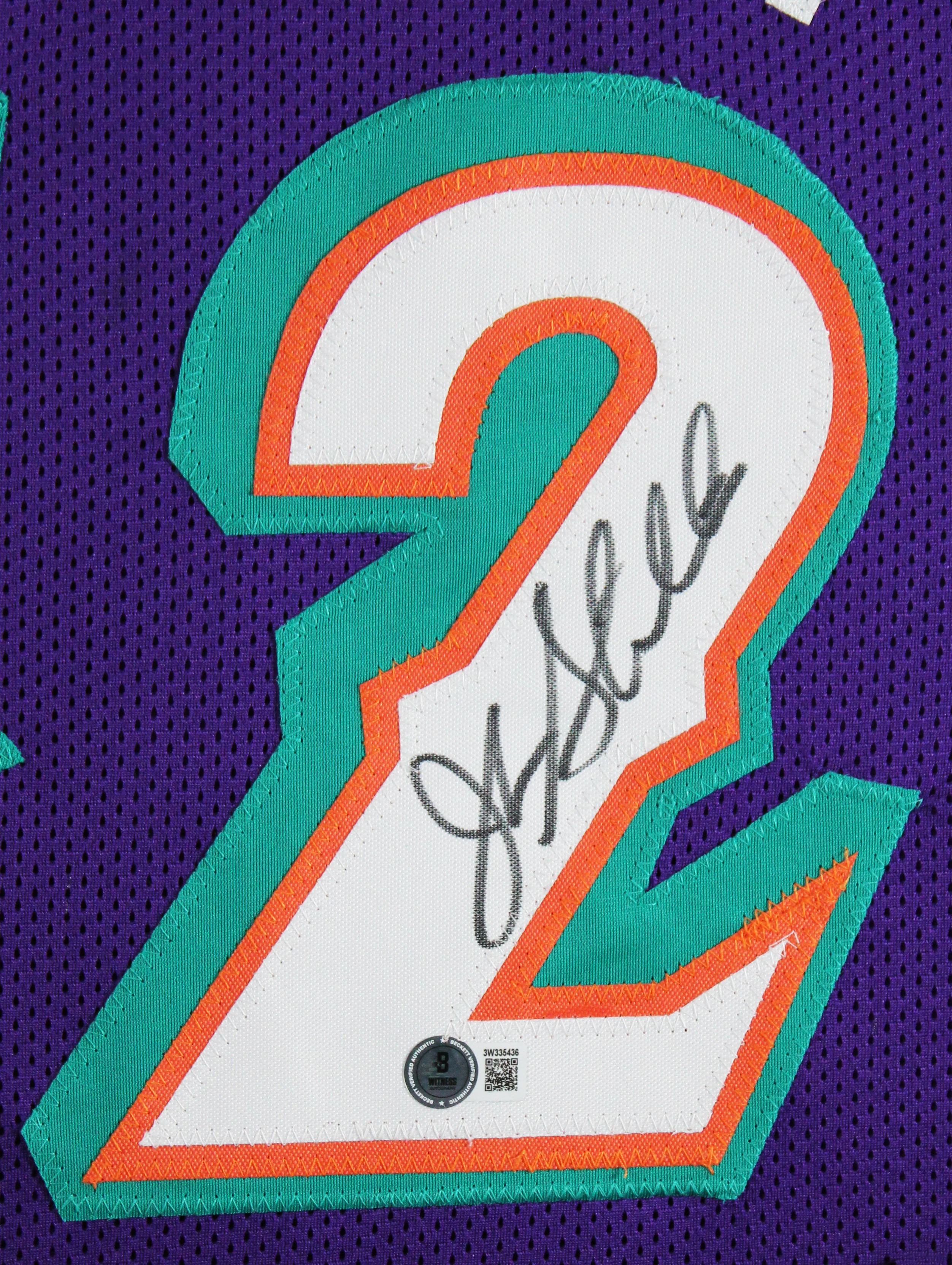 John Stockton Authentic Signed Purple Pro Style Framed Jersey BAS Witnessed - Image 3
