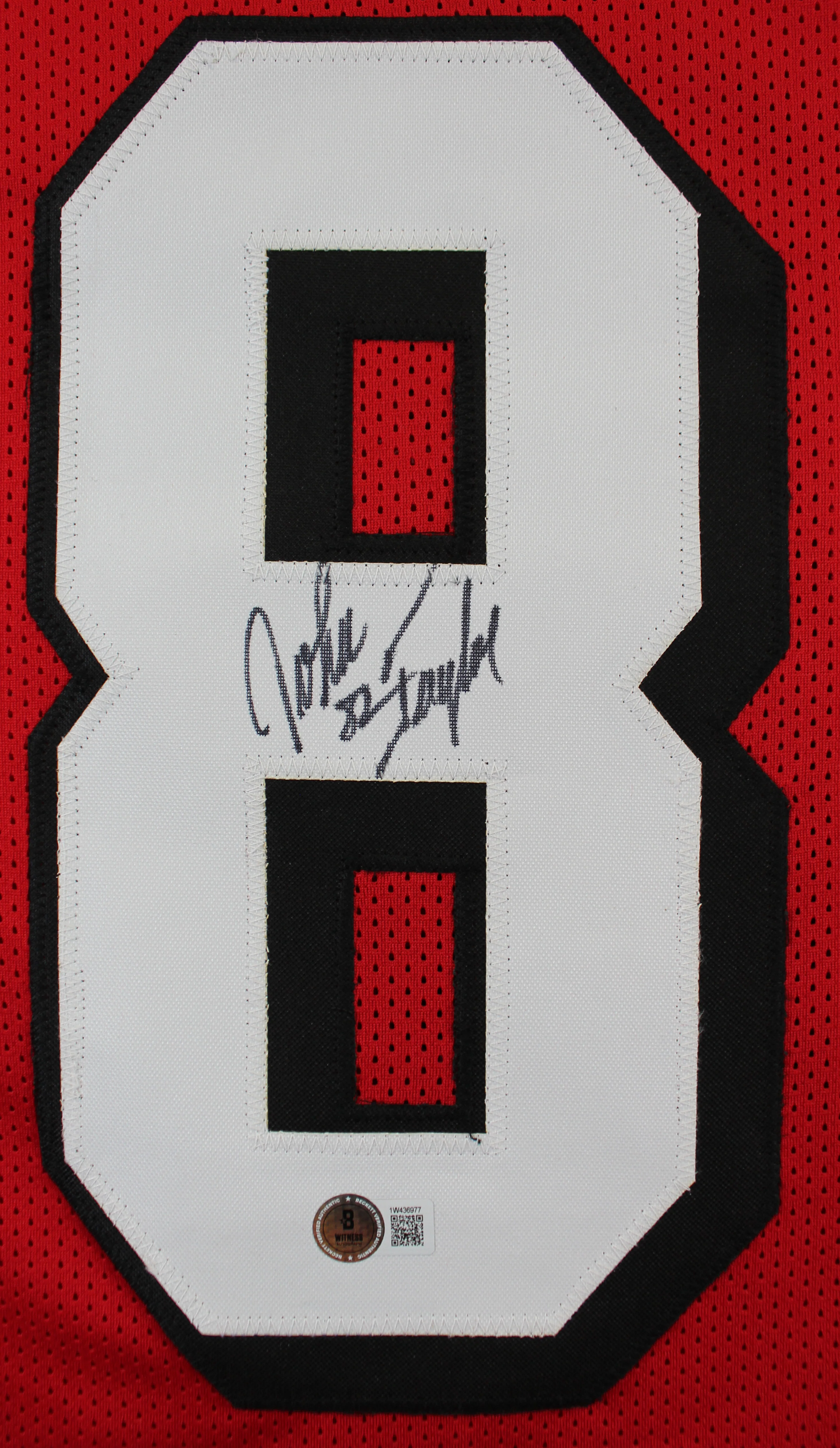 John Taylor Authentic Signed Red Pro Style Jersey w/ Dropshadow BAS Witnessed - Image 3