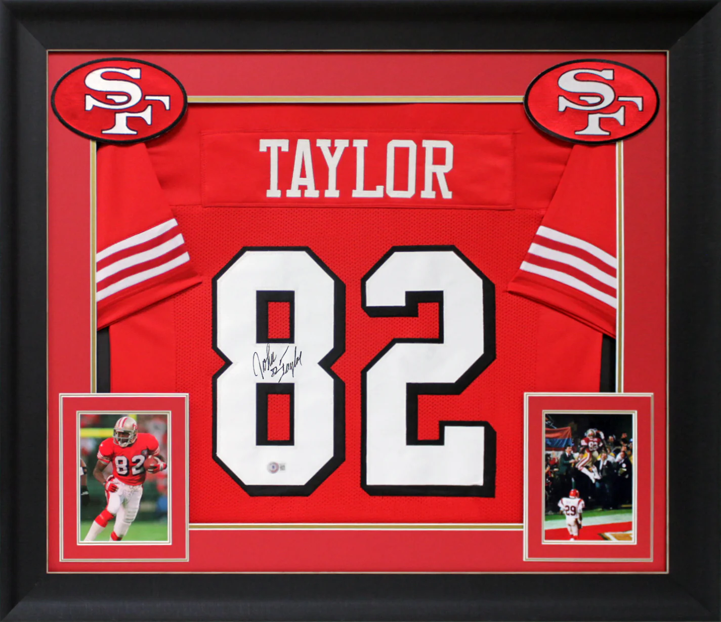 John Taylor Signed Red Pro Style Framed Jersey w/ Dropshadow BAS Witnessed