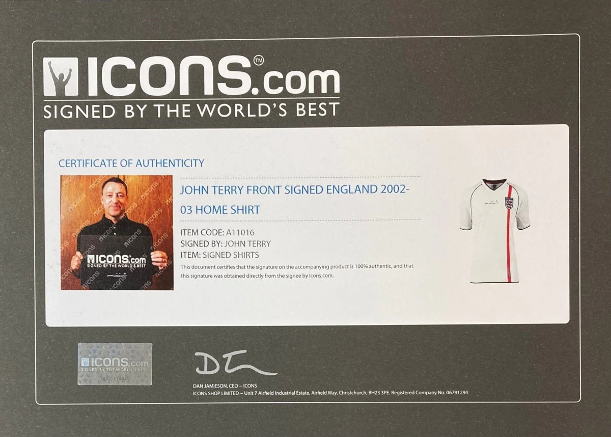 John Terry Signed 2002/03 England National Team Soccer Jersey Icons+Fanatics - Image 4