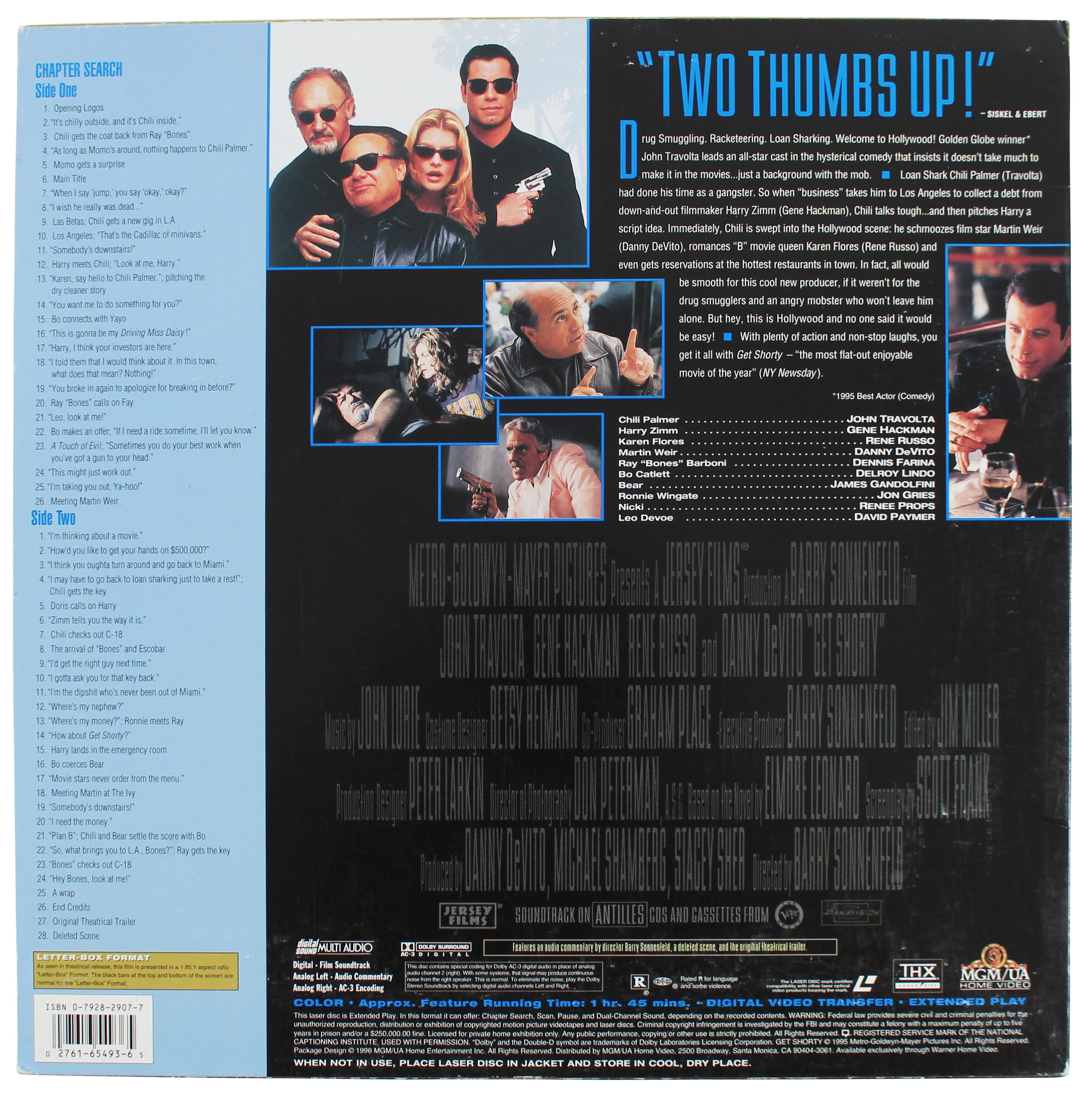 John Travolta & Gene Hackman Signed Get Shorty Laser Disc Cover PSA/DNA #J00730 - Image 5
