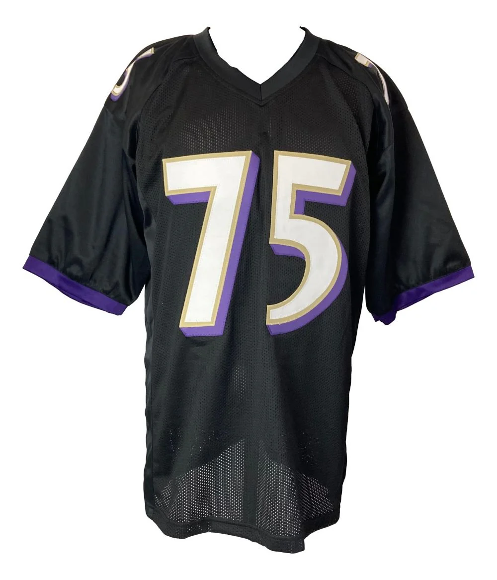 Johnathan Ogden Baltimore Signed Black Football Jersey BAS ITP - Image 3
