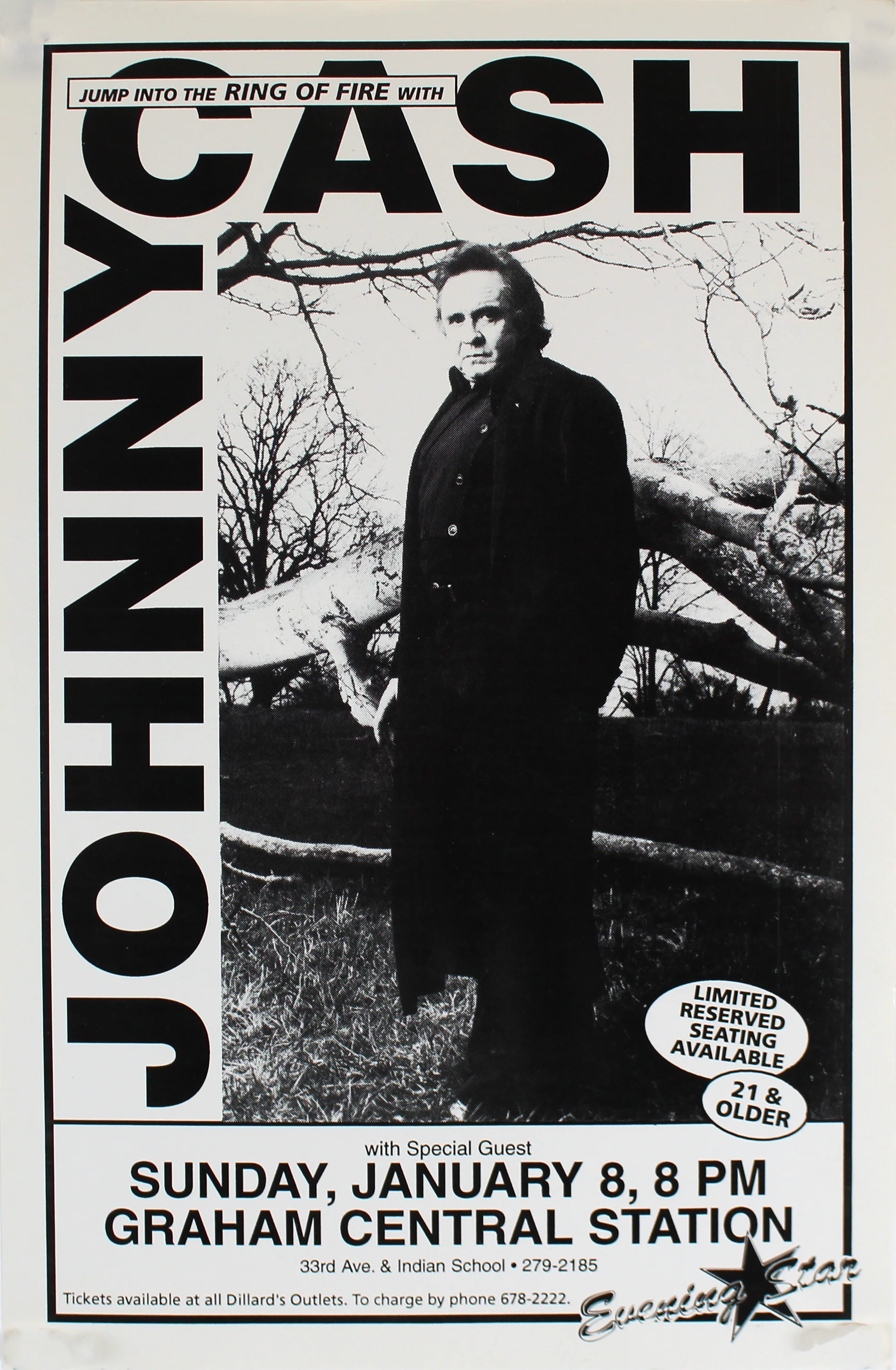 Johnny Cash Vintage January 8, 1995 11x17 Concert Poster Unsigned - Image 2