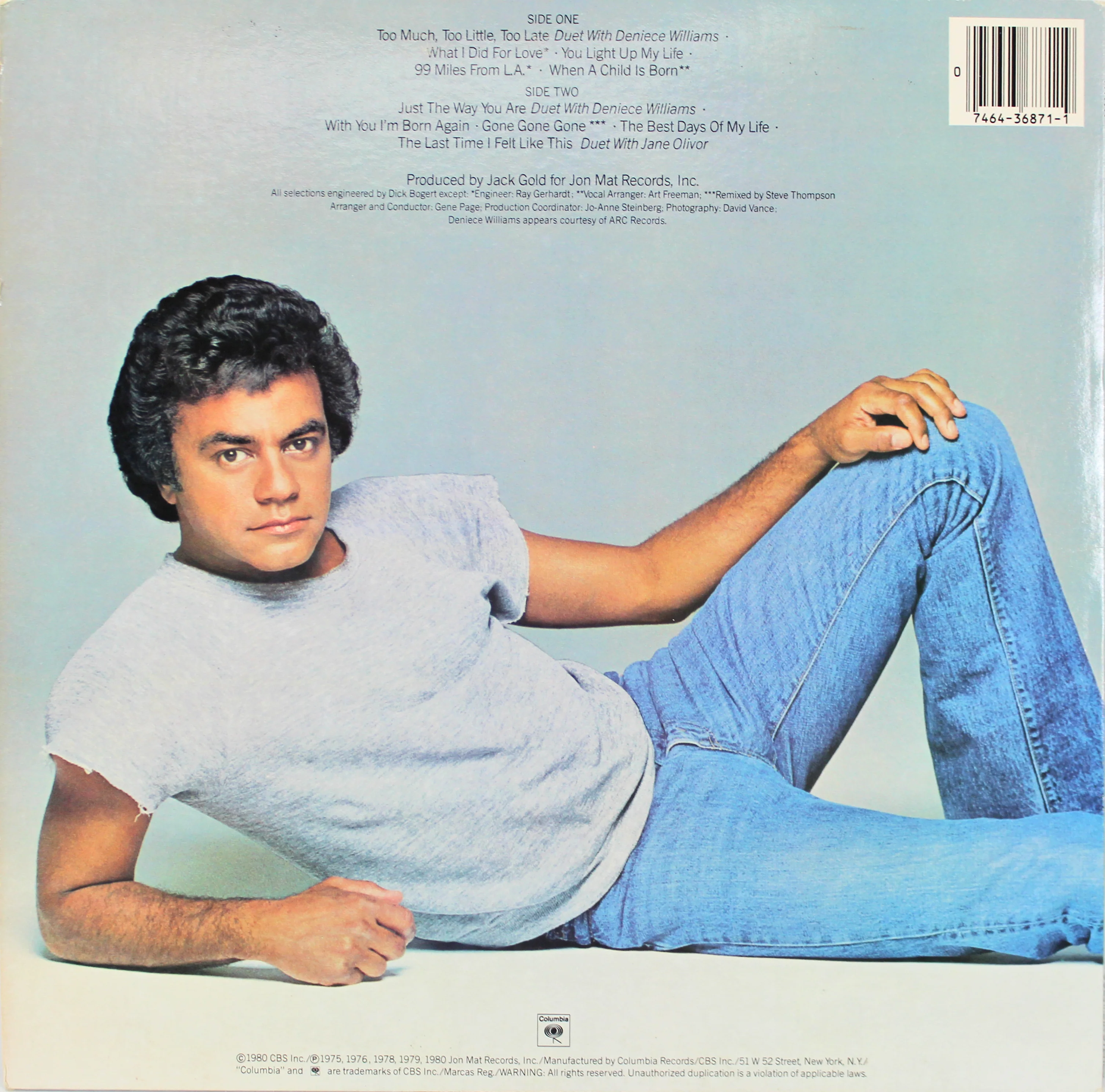 Johnny Mathis Authentic Signed 1975-1980 Album Cover W/ Vinyl BAS #E37858 - Image 4