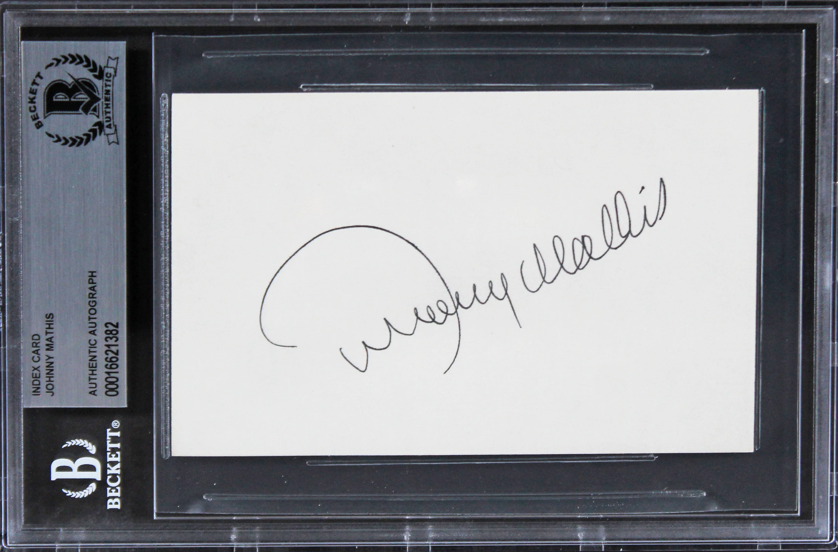 Johnny Mathis Singer Authentic Signed 3x5 Index Card Autographed BAS Slabbed - Image 2