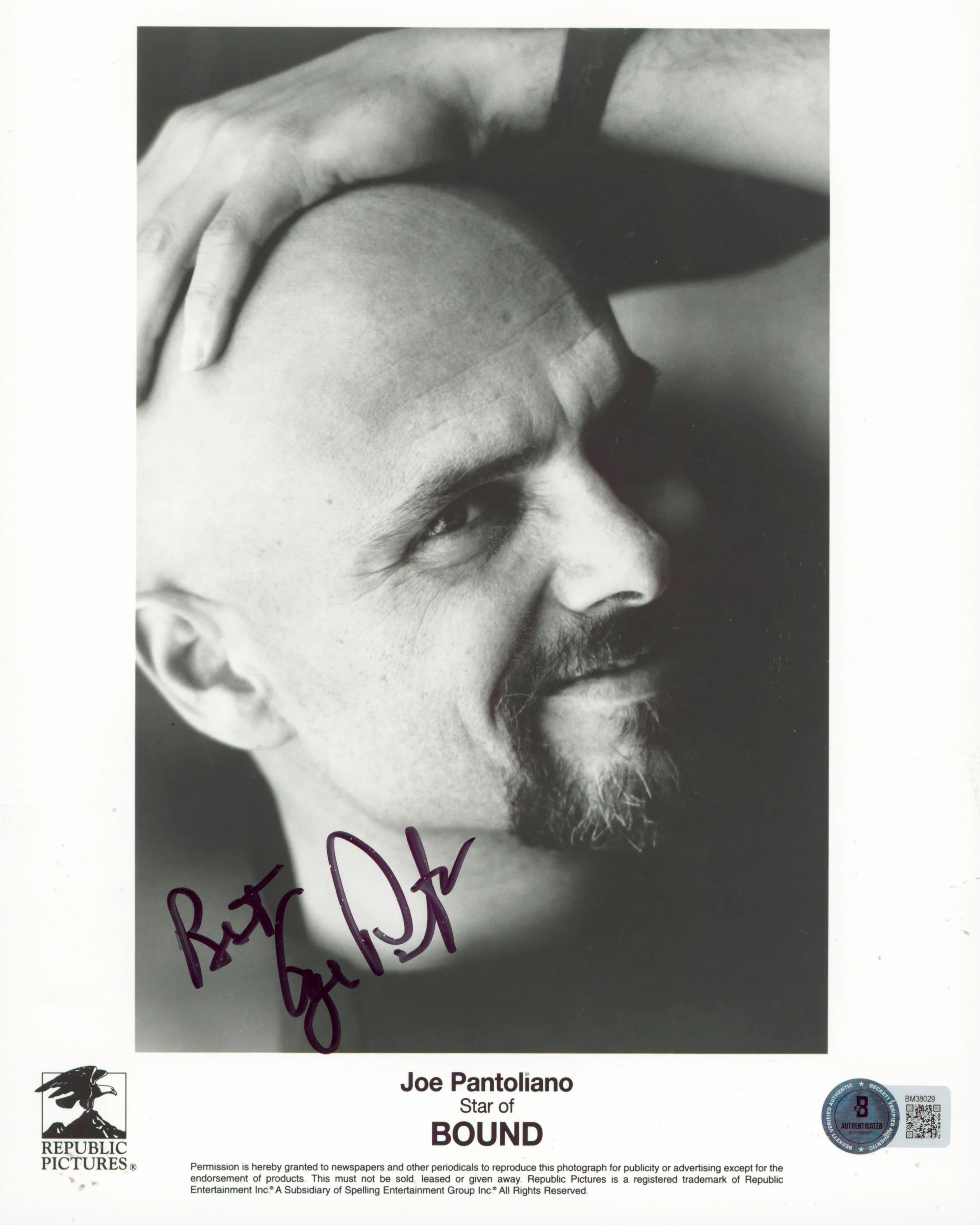 Jon Pantoliano Star of Bound Authentic Signed 8x10 Photo BAS #BM38029 - Image 2