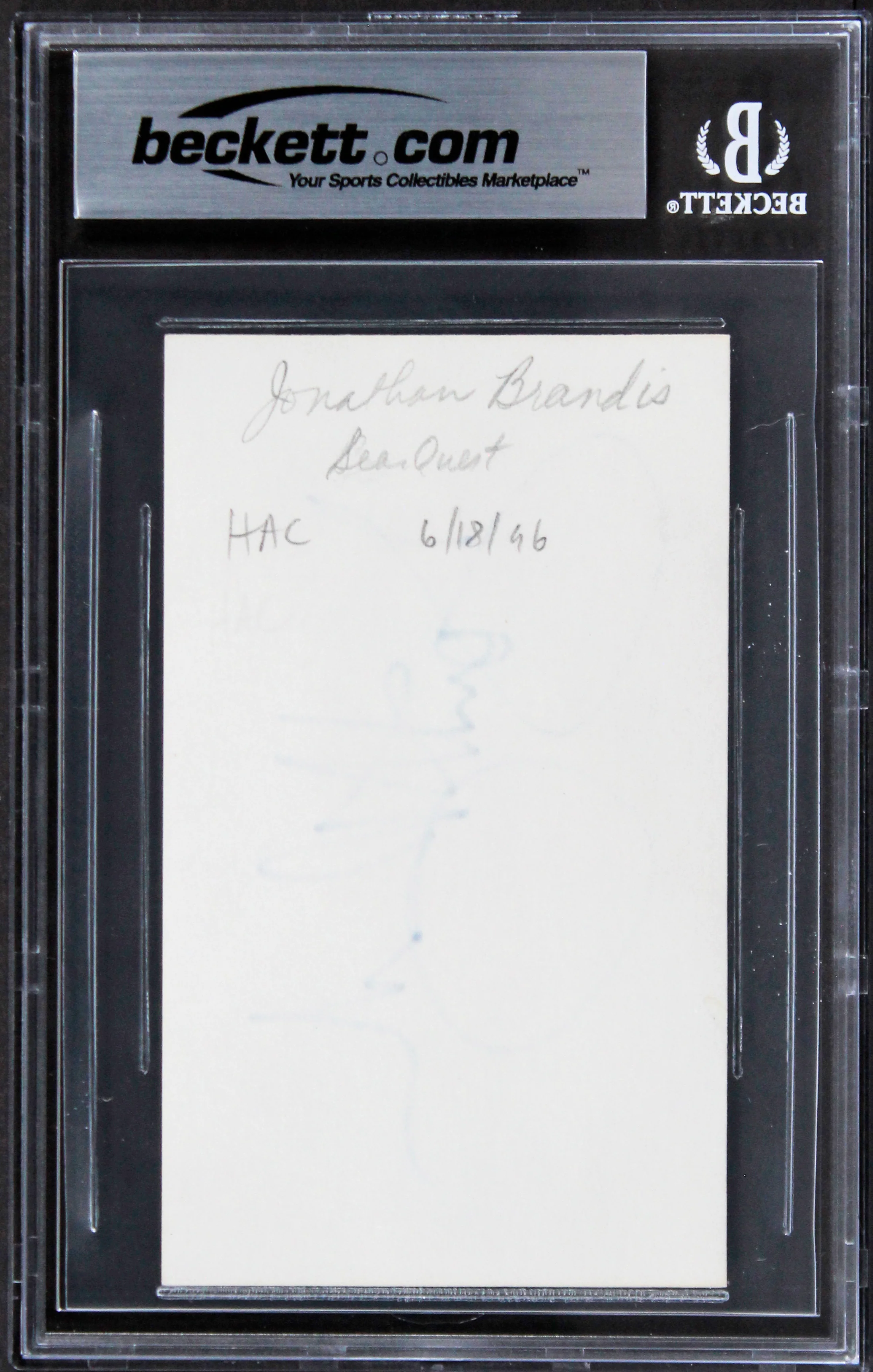 Jonathan Brandis The Neverending Story II Signed 3x5 Index Card BAS Slabbed 2 - Image 3