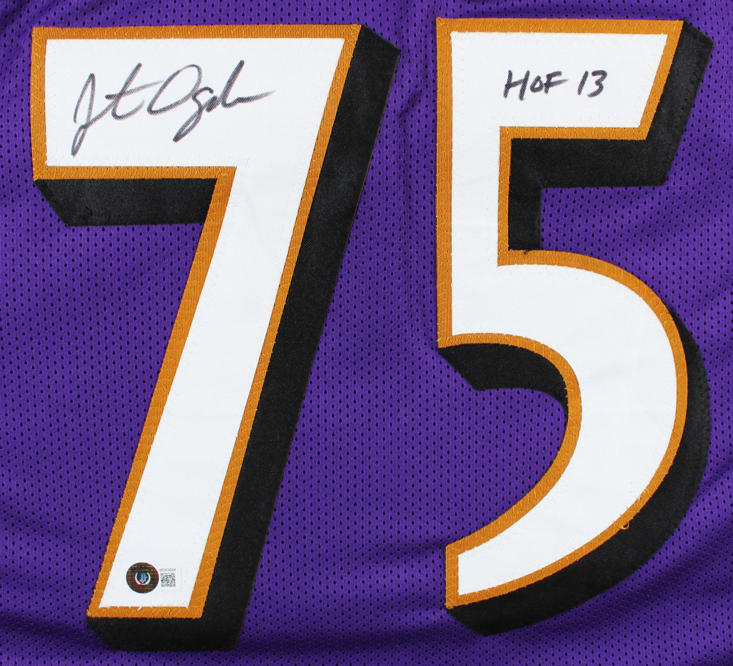 Jonathan Ogden "HOF 13" Authentic Signed Purple Pro Style Jersey BAS Witnessed - Image 3