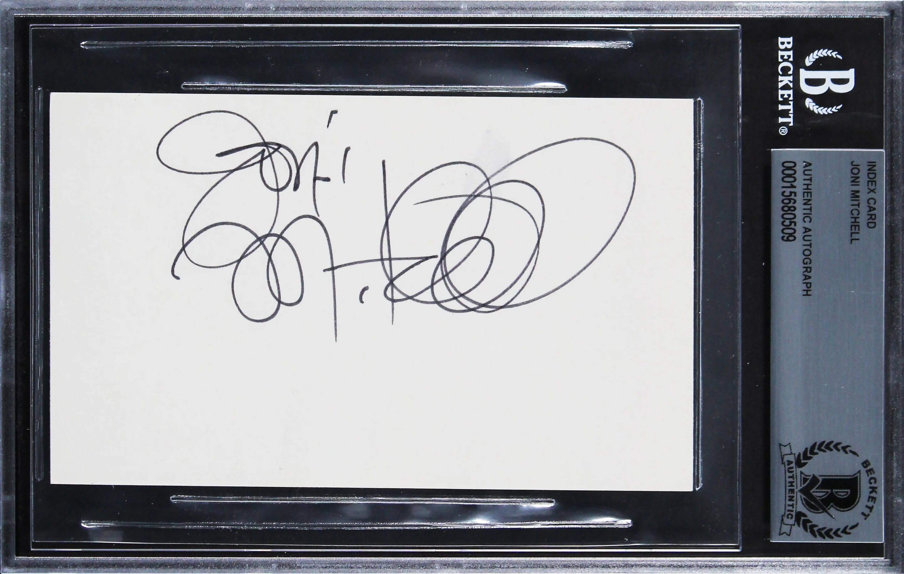 Joni Mitchell Authentic Signed 3x5 Index Card Autographed BAS Slabbed 2