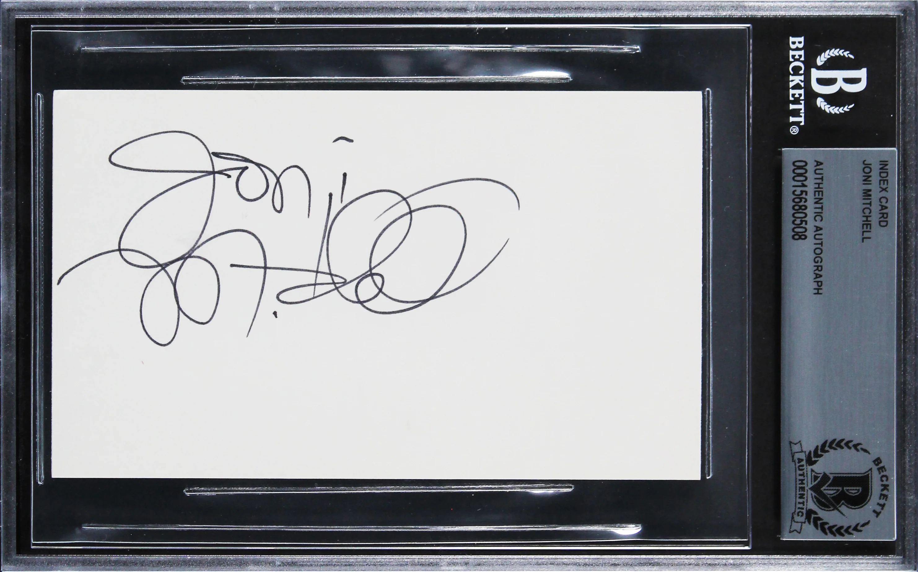 Joni Mitchell Authentic Signed 3x5 Index Card Autographed BAS Slabbed 3 - Image 2