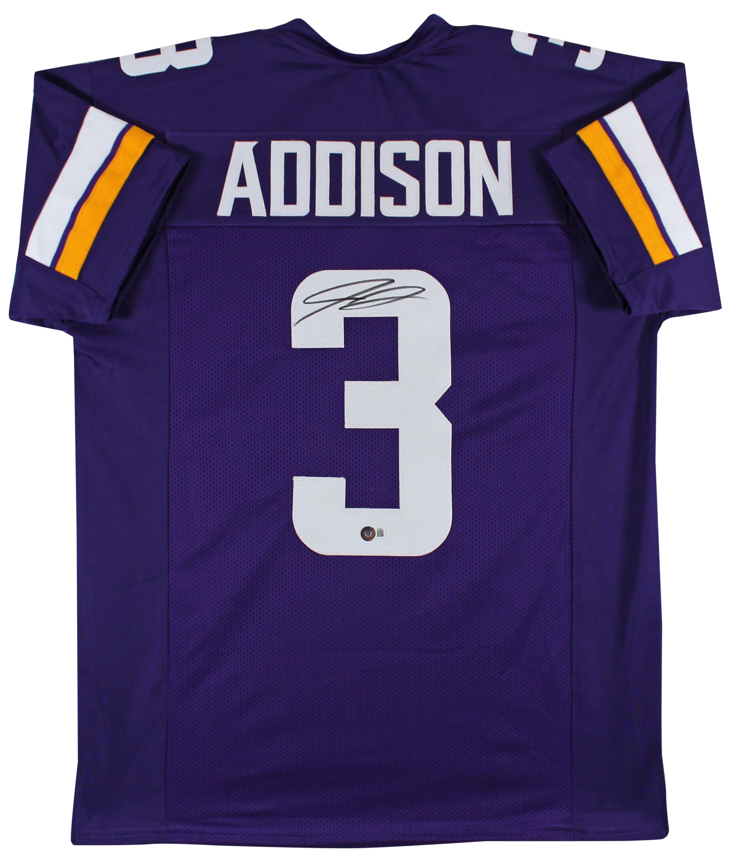Jordan Addison Authentic Signed Purple Pro Style Jersey BAS Witnessed - Image 2
