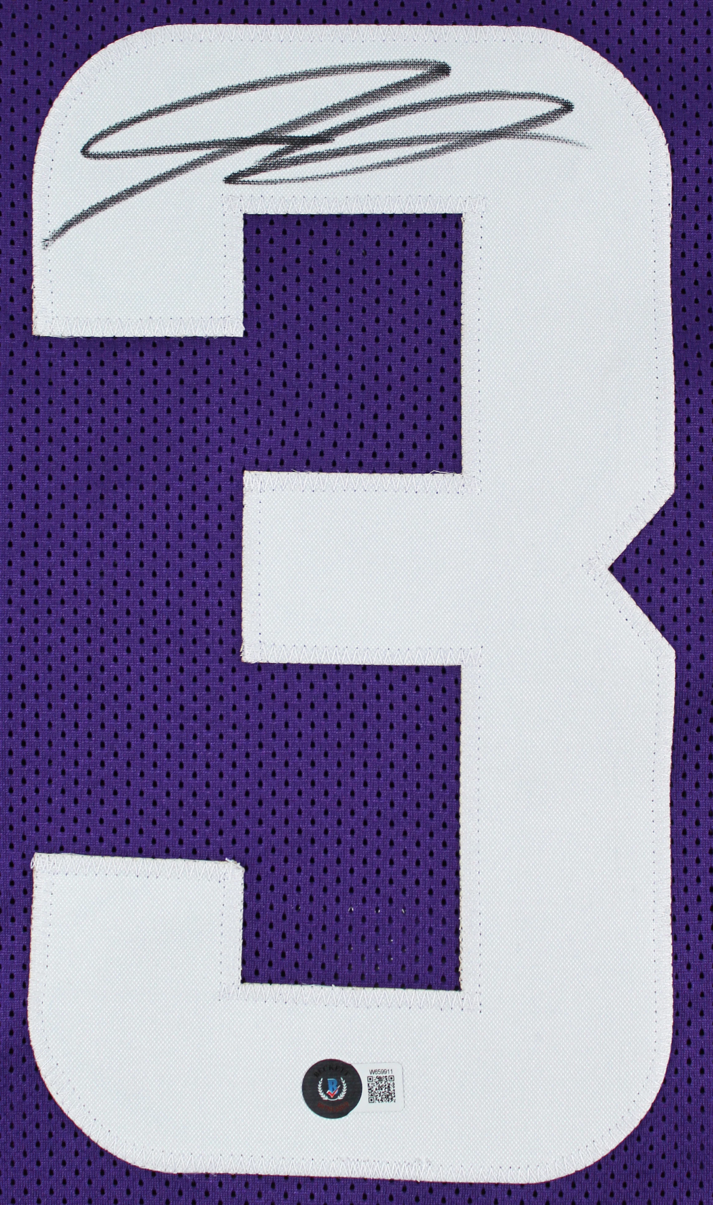 Jordan Addison Authentic Signed Purple Pro Style Jersey BAS Witnessed - Image 3