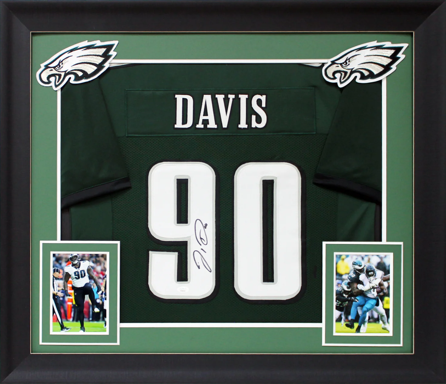Jordan Davis Authentic Signed Green Pro Style Framed Jersey JSA Witness - Image 2