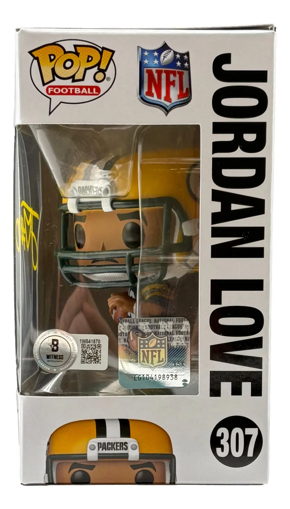Jordan Love Signed Green Bay Packers Funko Pop #307 BAS - Image 2