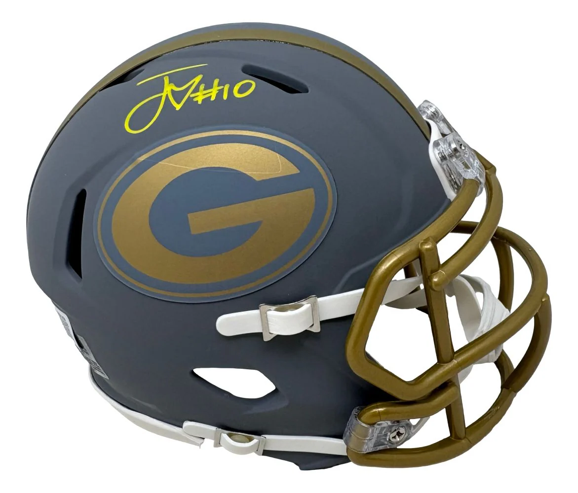 Jordan Love Signed Green Bay Packers Slate Mini Speed Helmet 2 BAS