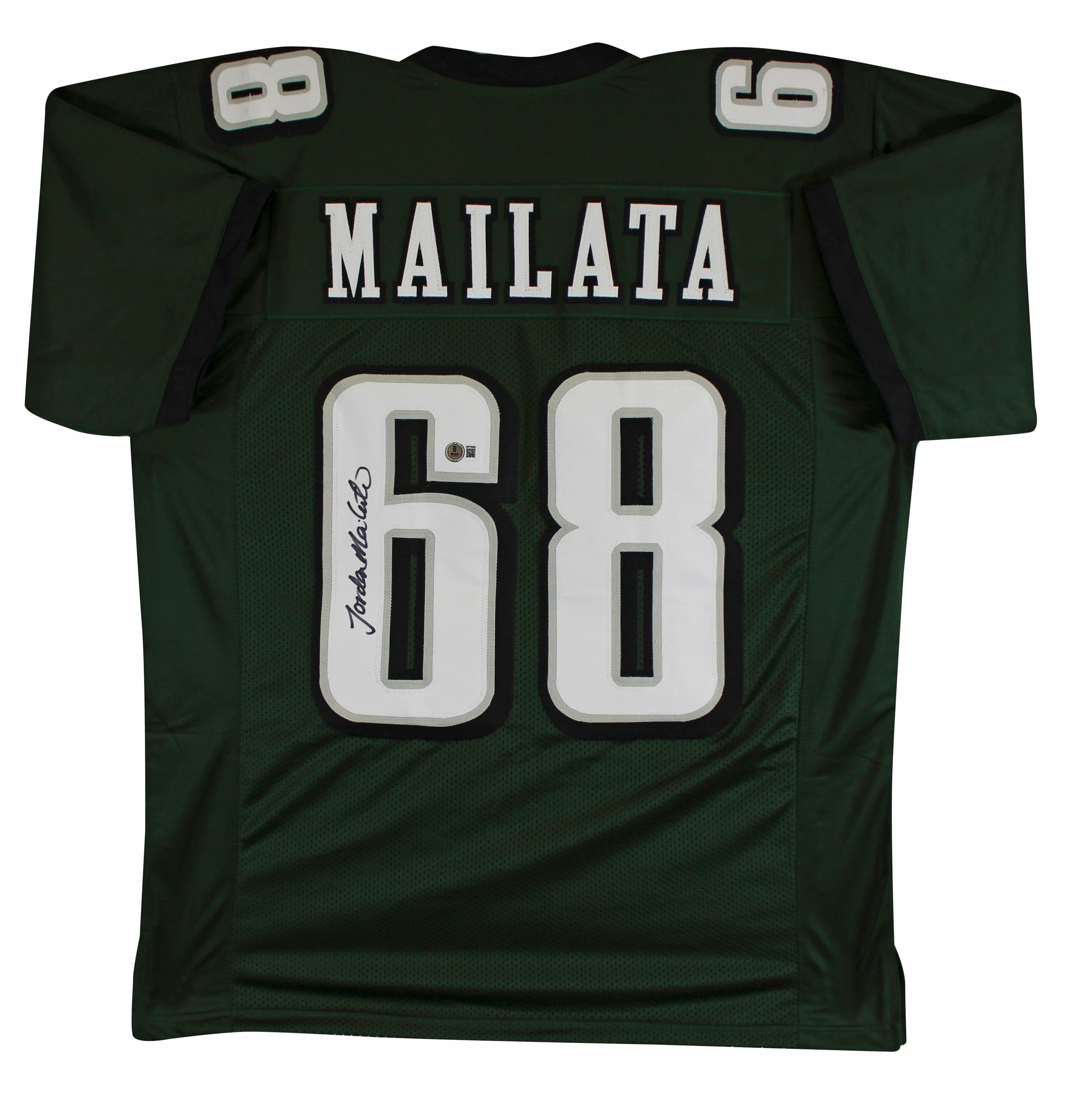 Jordan Mailata Authentic Signed Green Pro Style Jersey Autographed BAS Witnessed - Image 2