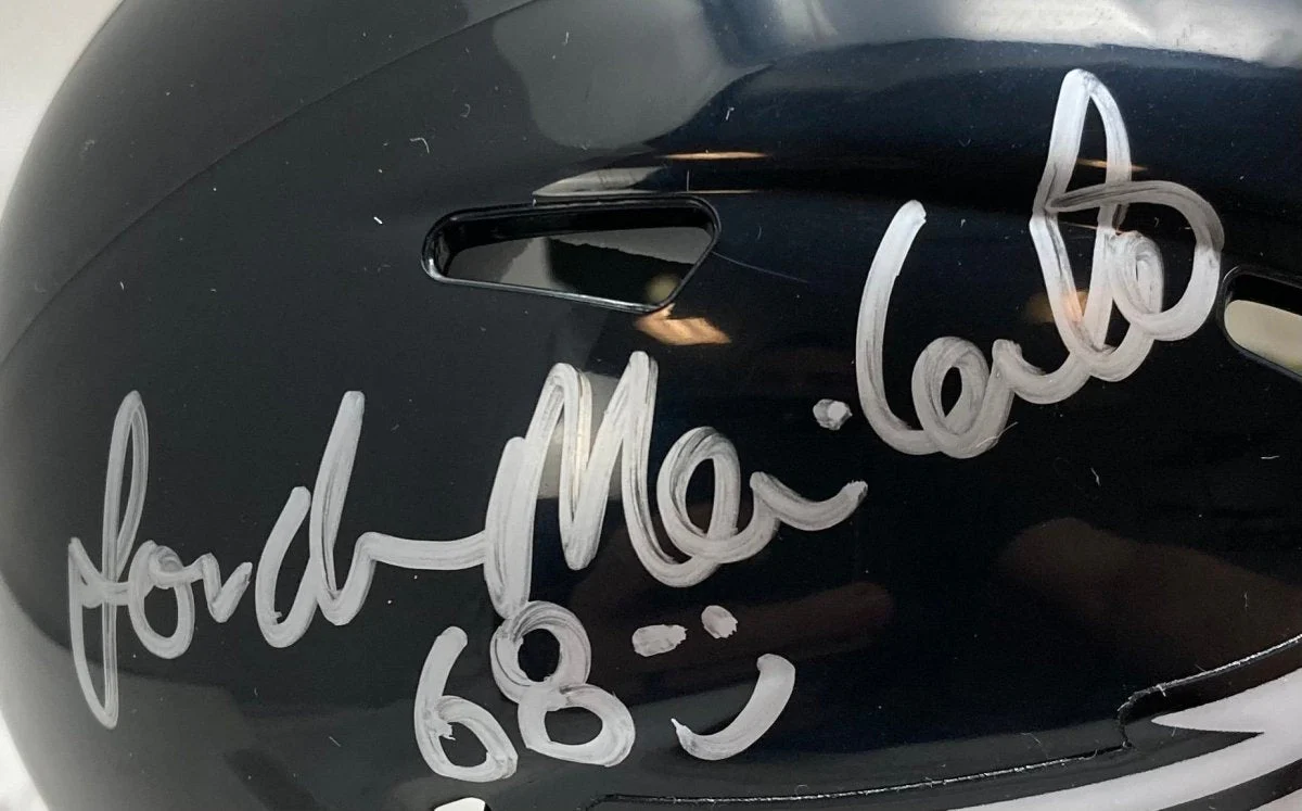 Jordan Mailata Signed Eagles Alternate Black Mini Speed Helmet BAS w/ Case - Image 2