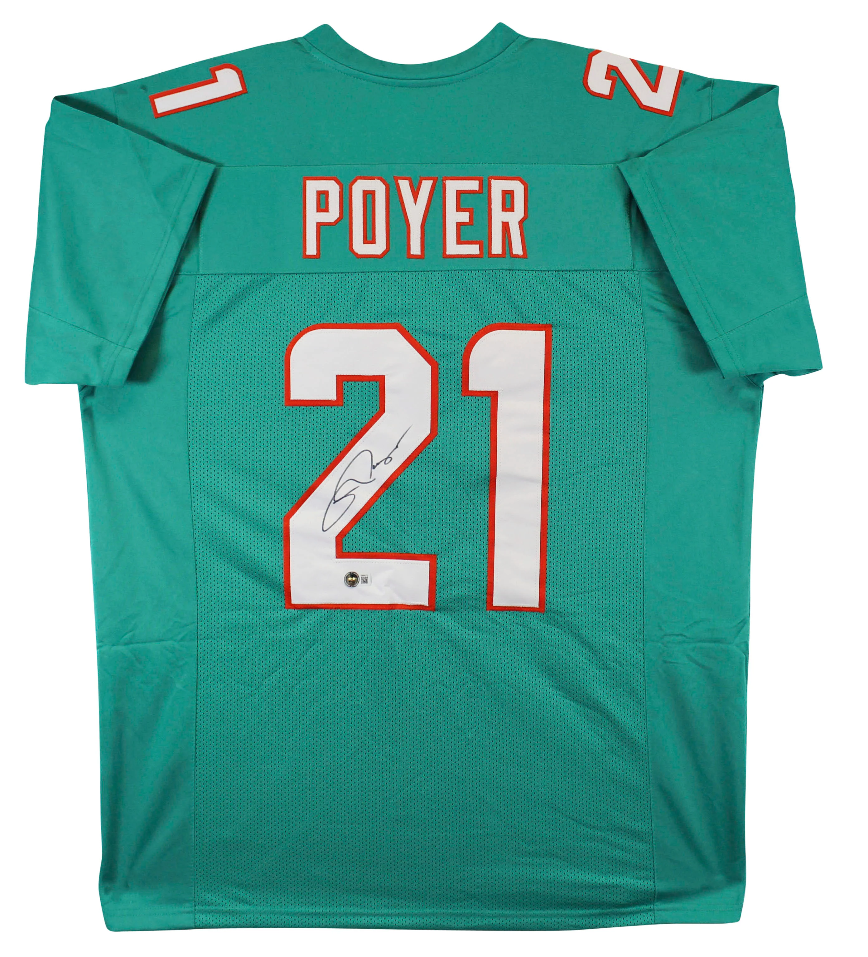 Jordan Poyer Authentic Signed Teal Pro Style Jersey Autographed BAS Witnessed - Image 2