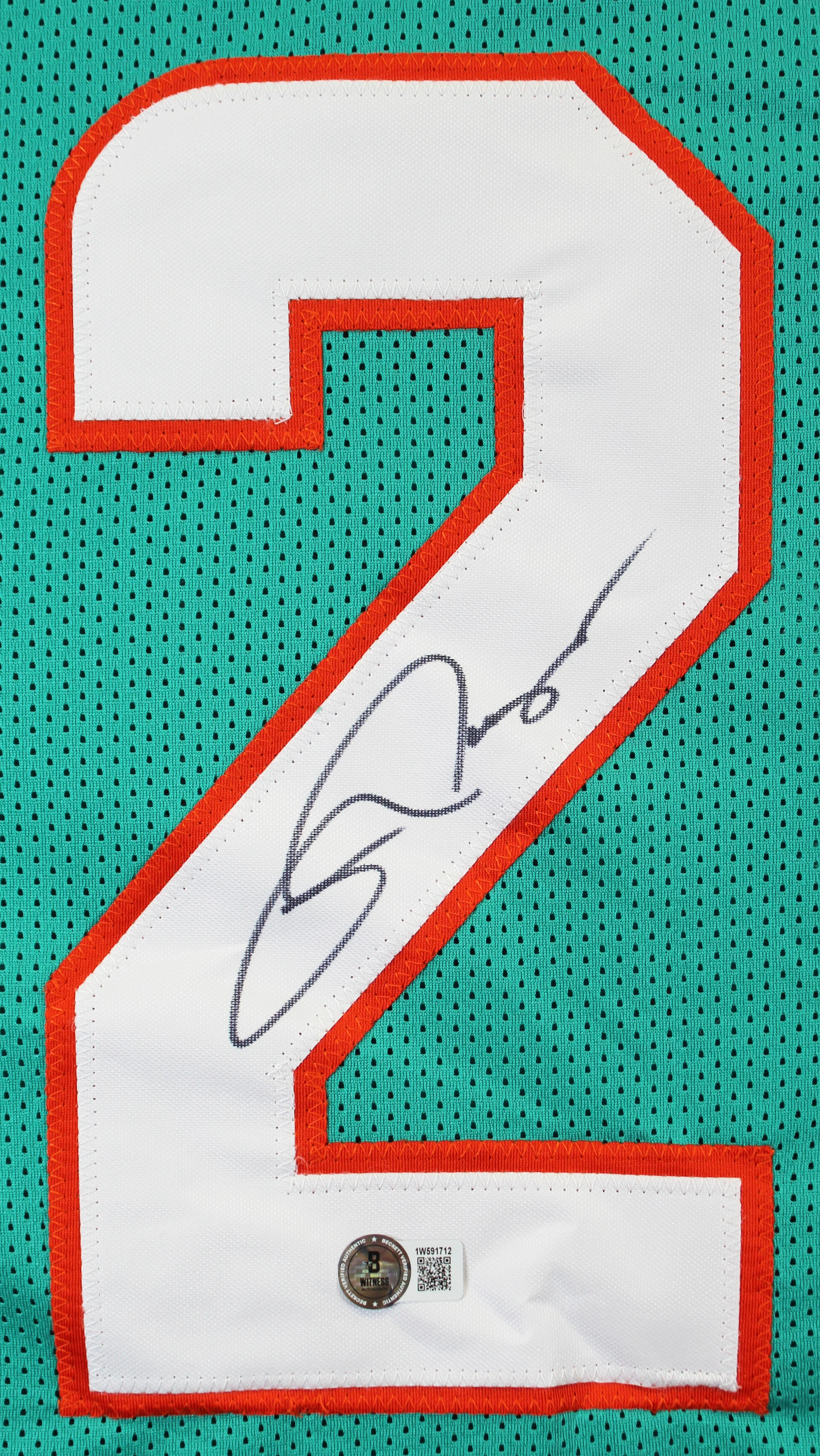 Jordan Poyer Authentic Signed Teal Pro Style Jersey Autographed BAS Witnessed - Image 3