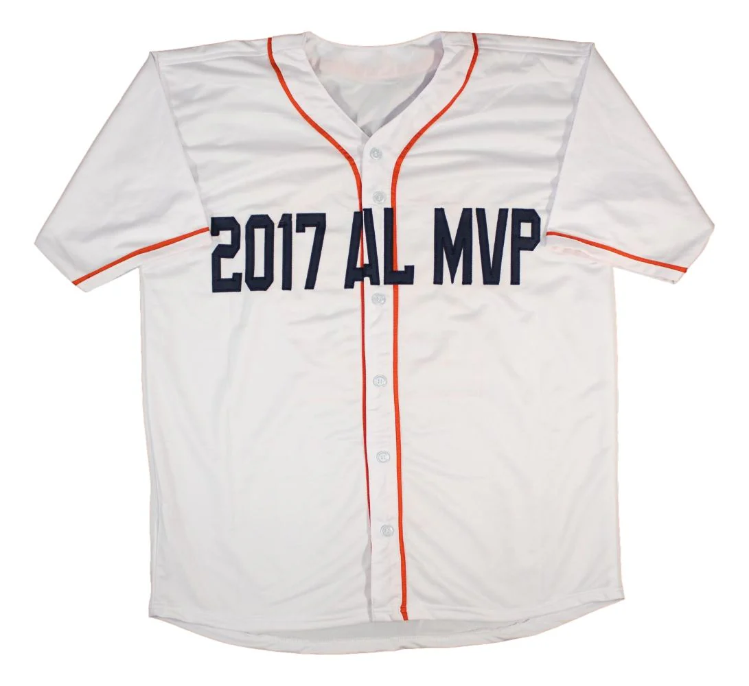 Jose Altuve Houston Signed White Baseball Jersey 17 AL MVP BAS - Image 3