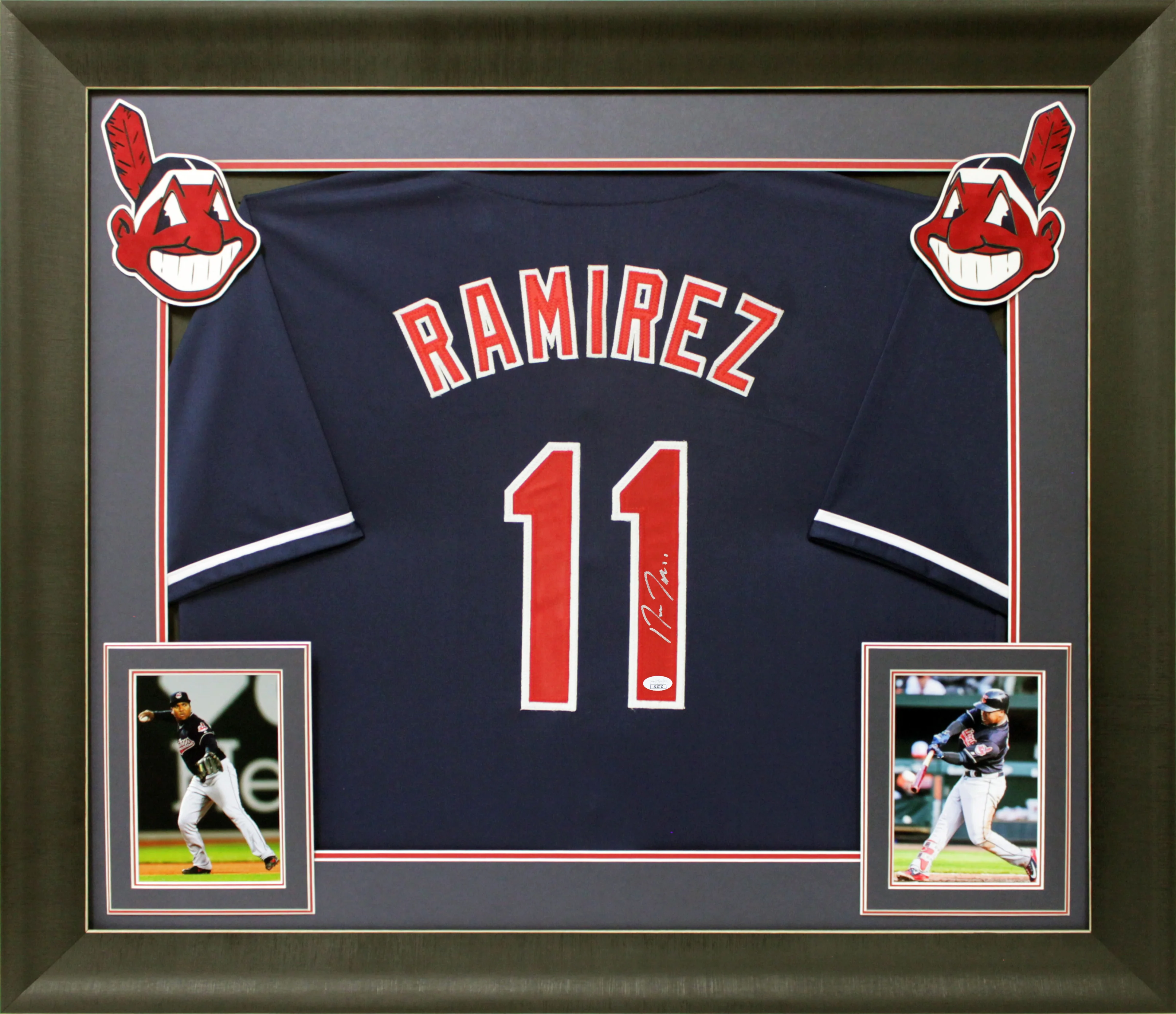 Jose Ramirez Authentic Signed Navy Pro Style Framed Jersey Autographed JSA 2 - Image 2