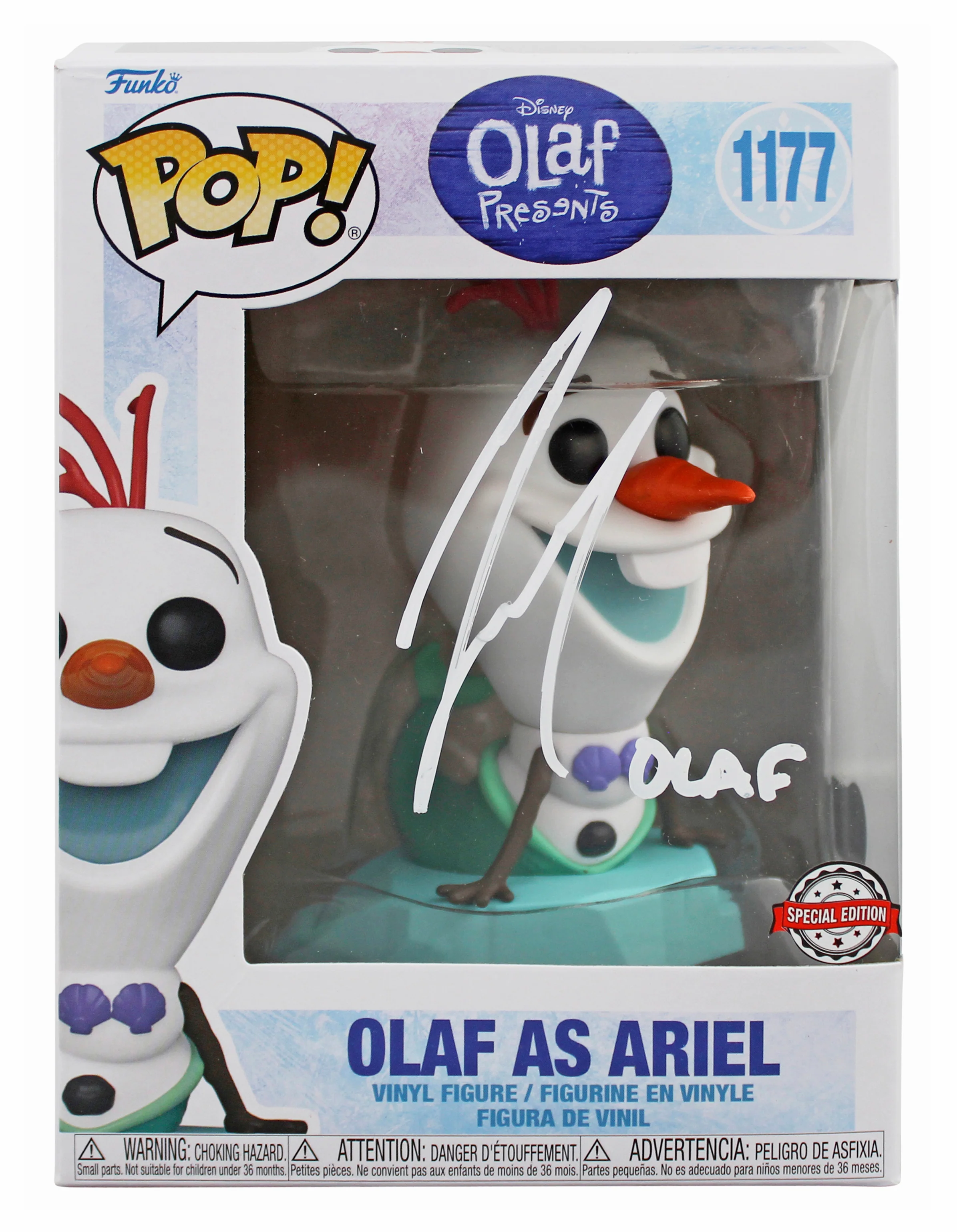 Josh Gad Frozen "Olaf" Signed #1177 Olaf as Ariel Funko Pop Vinyl Figure BAS - Image 2
