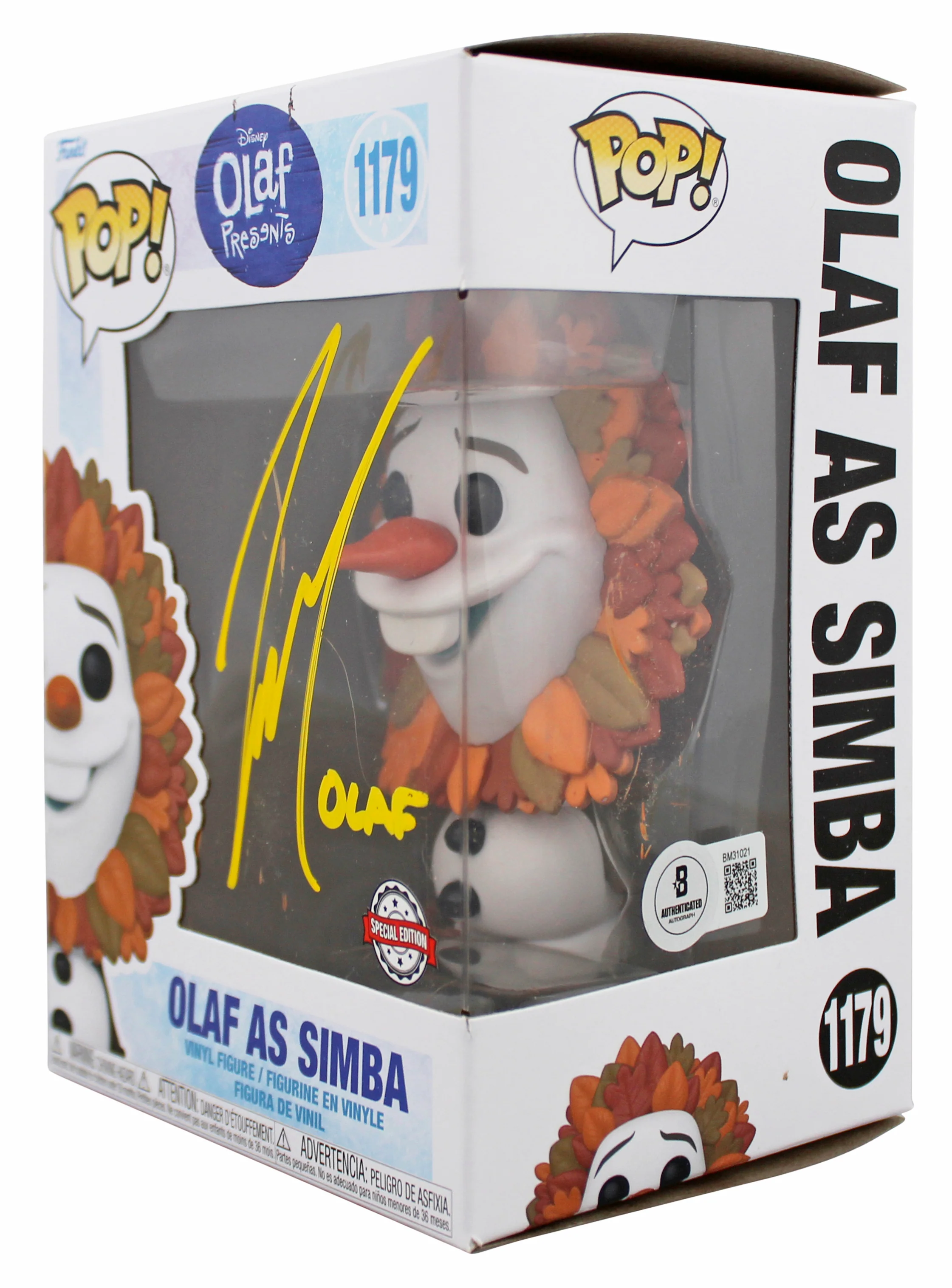 Josh Gad Frozen "Olaf" Signed #1179 Olaf as Simba Funko Pop Vinyl Figure BAS 1 - Image 3