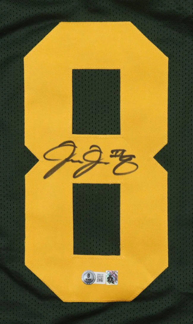 Josh Jacobs Green Bay Signed Alternate Green Football Jersey BAS - Image 2