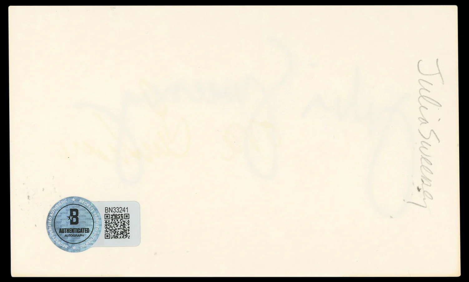 Julia Sweeney Saturday Night Live Authentic Signed 3x5 Index Card BAS #BN33241 - Image 3