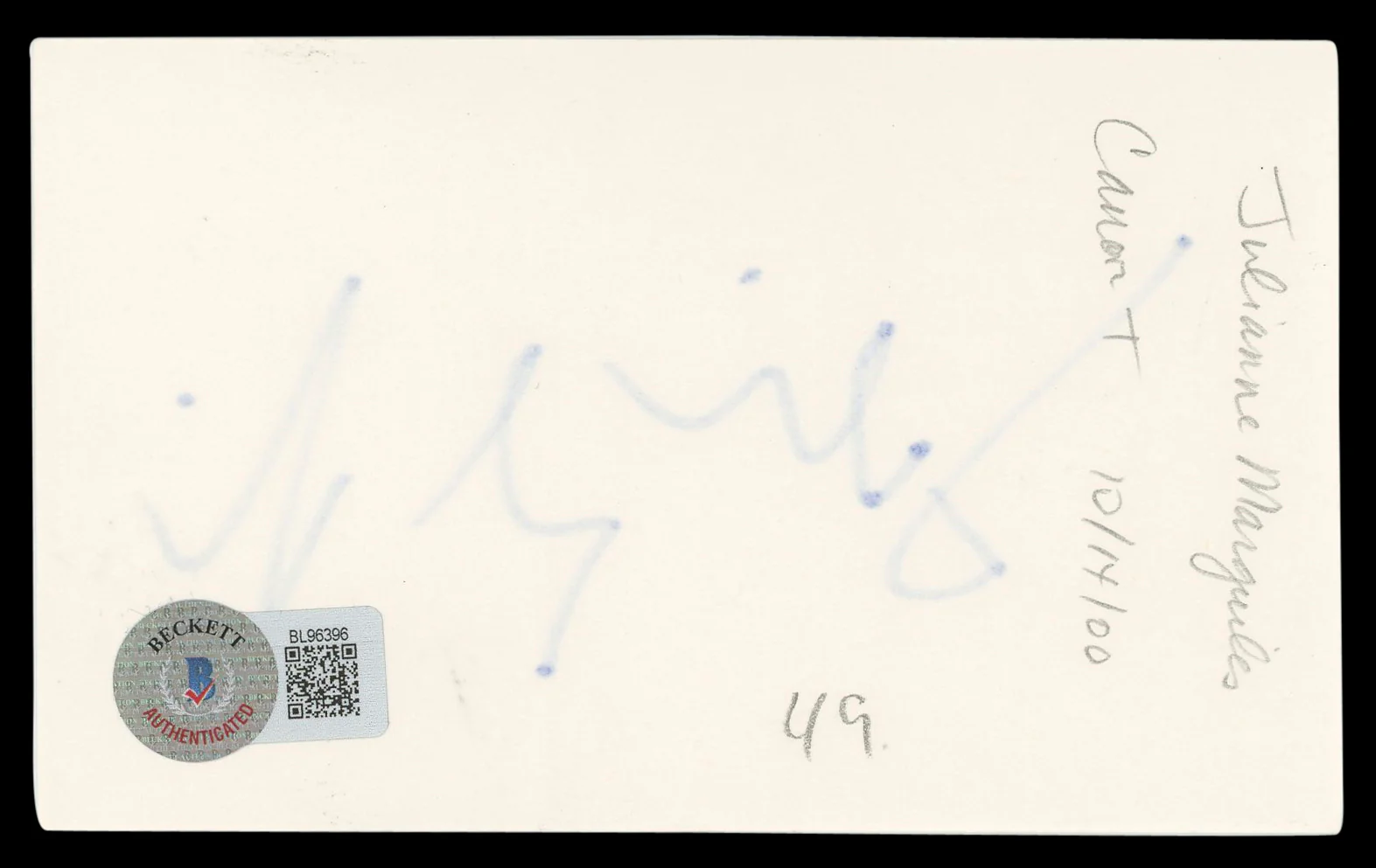 Julianna Margulies ER Authentic Signed 3x5 Index Card Autographed BAS #BL96396 - Image 3