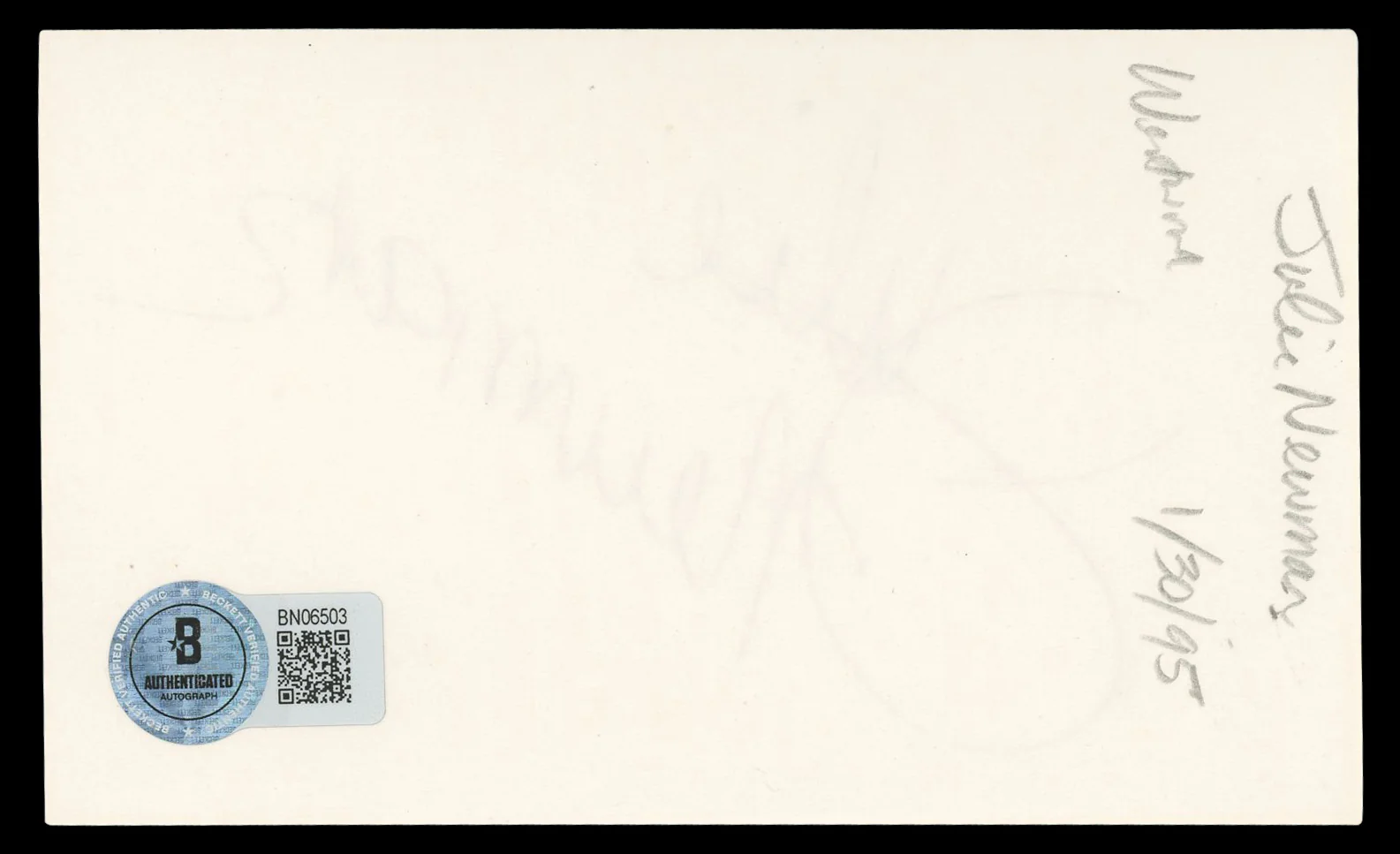 Julie Newmar The Marriage-Go-Round Authentic Signed 3x5 Index Card BAS #BN06503 - Image 3