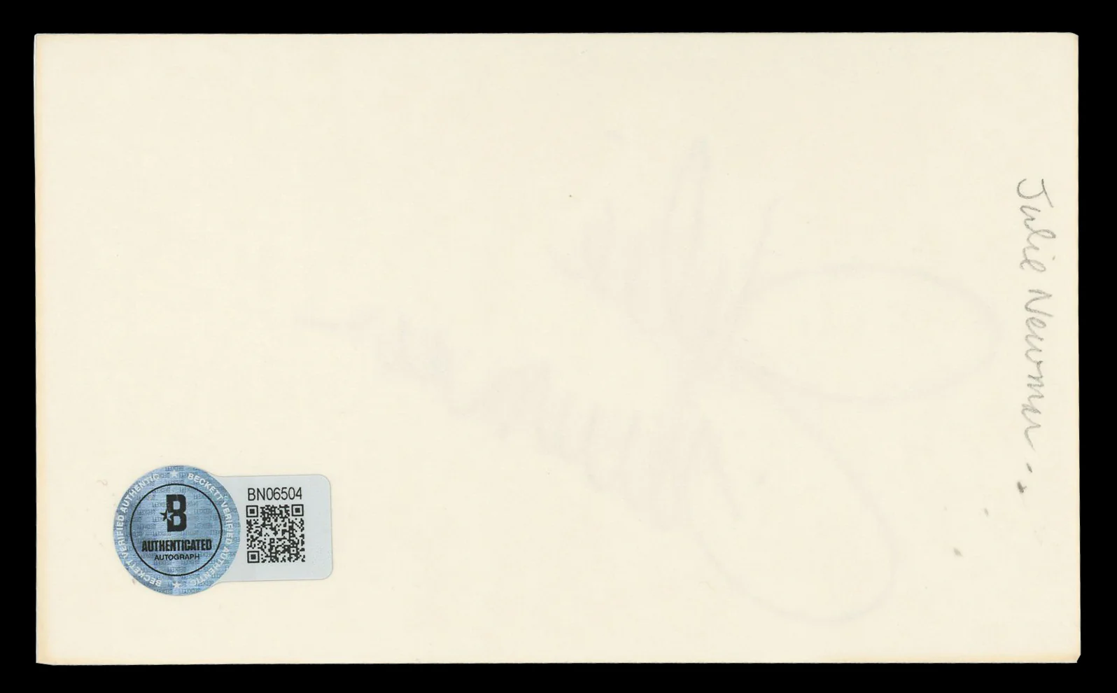 Julie Newmar The Marriage-Go-Round Authentic Signed 3x5 Index Card BAS #BN06504 - Image 3
