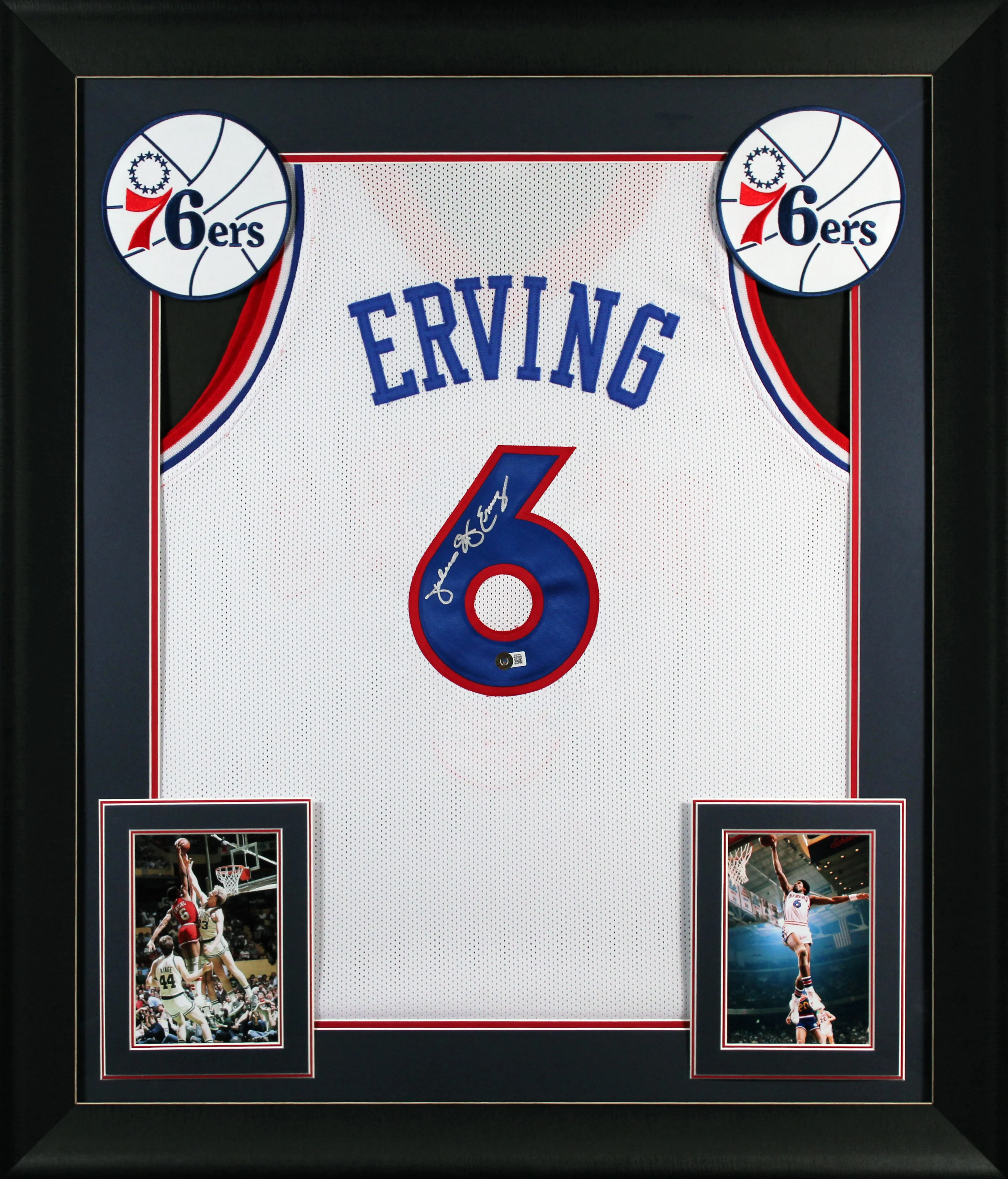 Julius "Dr. J" Erving Authentic Signed Blue Pro Style Framed Jersey BAS 2 - Image 2