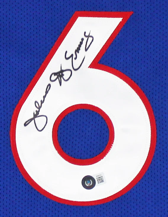 Julius "Dr. J" Erving Authentic Signed Blue Pro Style Jersey BAS Witnessed - Image 3