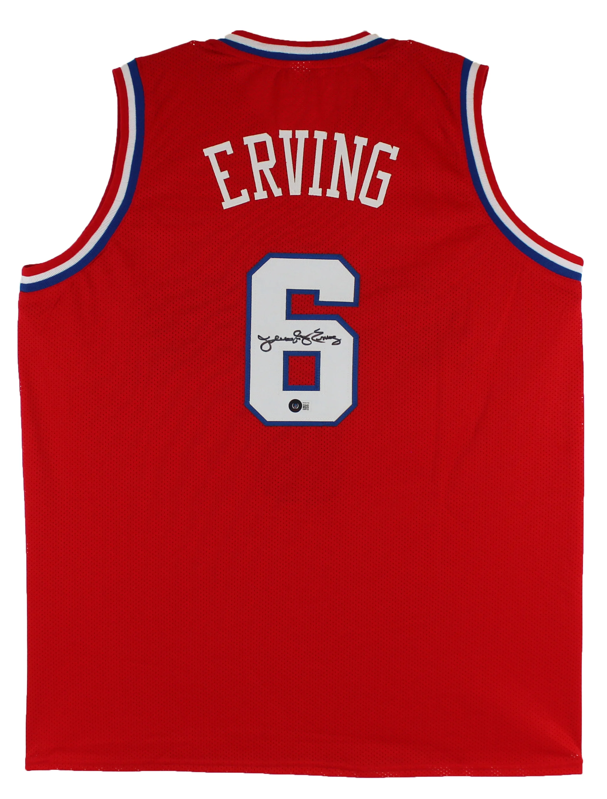 Julius "Dr. J" Erving Authentic Signed Red Pro Style Jersey BAS - Image 2