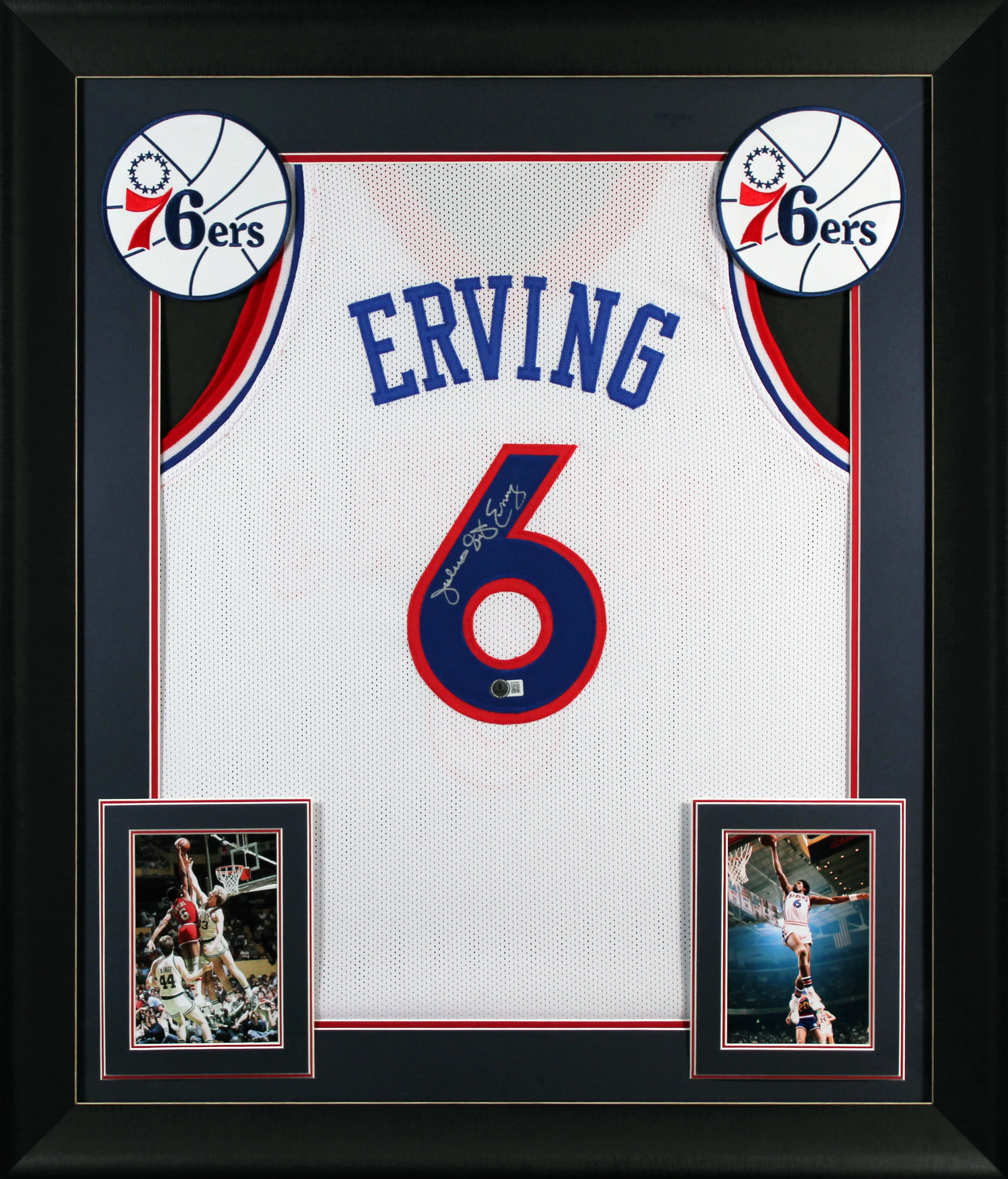 Julius "Dr. J" Erving Authentic Signed White Pro Style Framed Jersey BAS