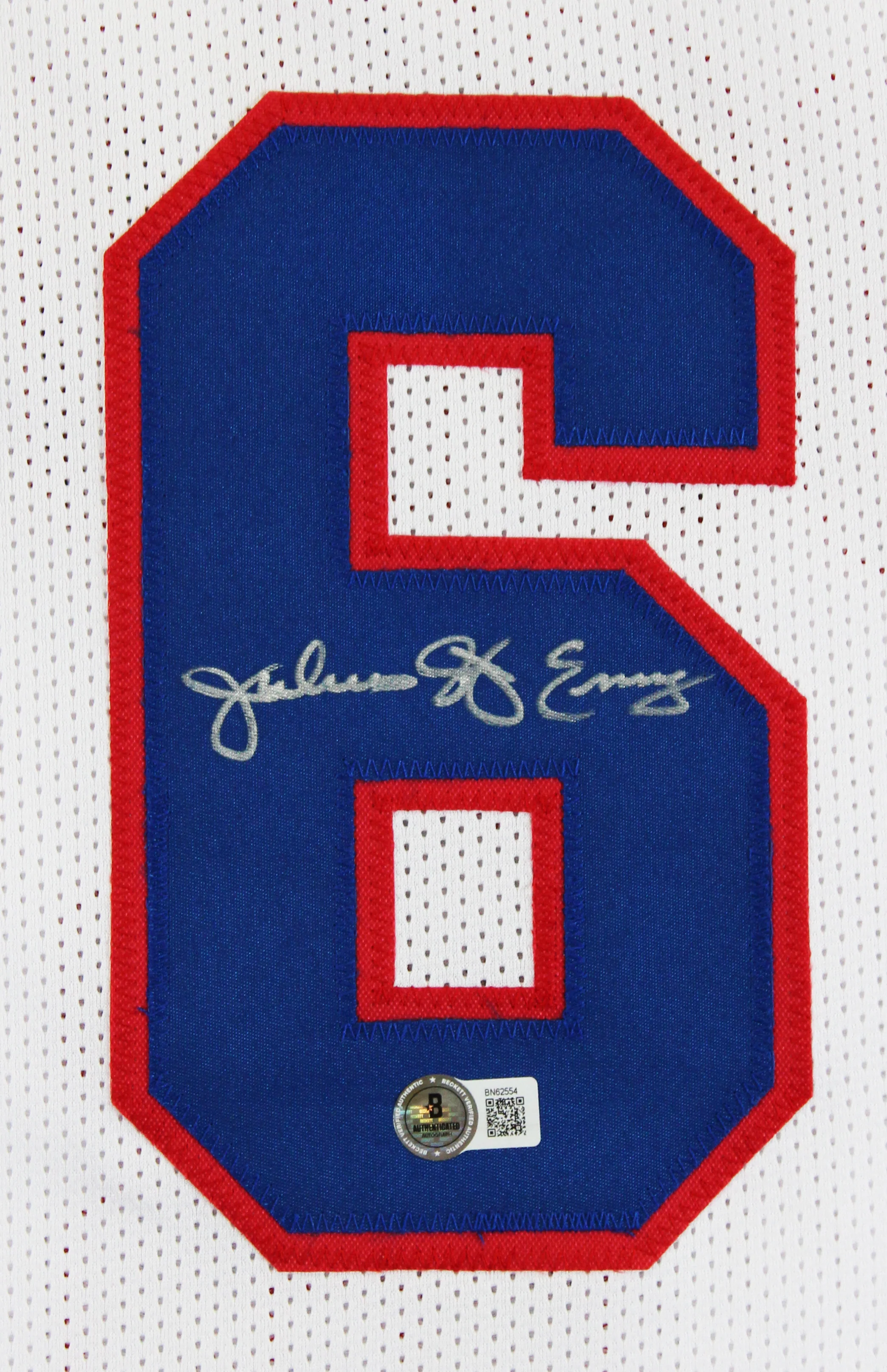 Julius "Dr. J" Erving Authentic Signed White Pro Style Framed Jersey BAS 3 - Image 3