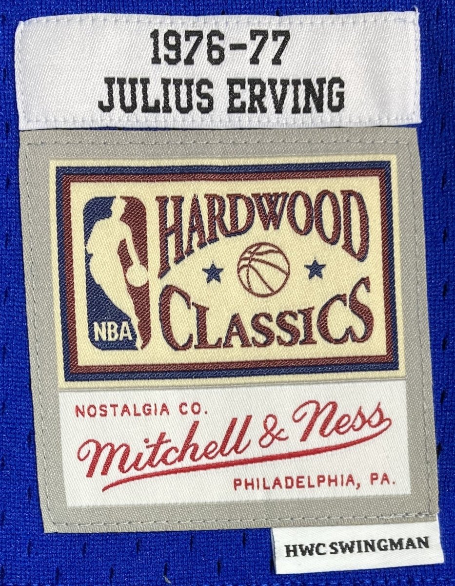 Julius Dr. J Erving Signed 76ers Blue M&N Hardwood Classics Swingman Jersey PSA - Image 3