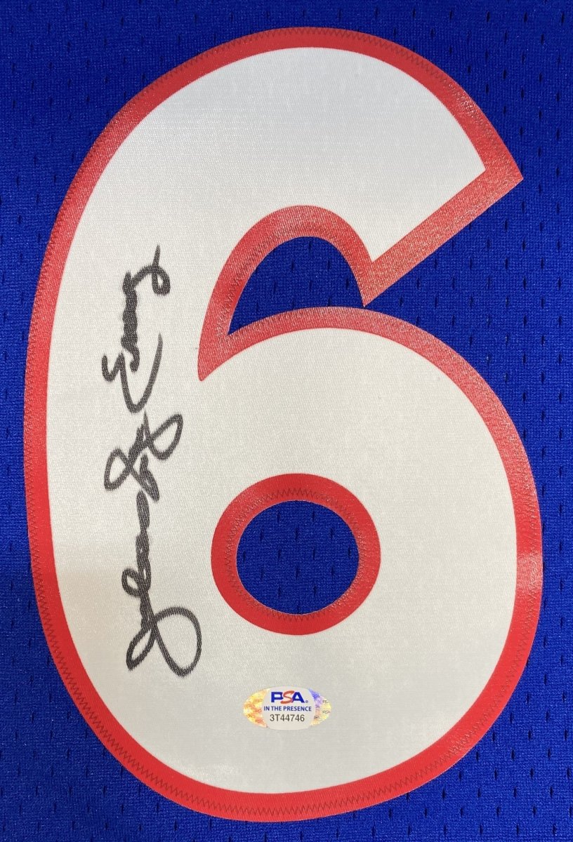 Julius Dr. J Erving Signed 76ers Blue M&N Hardwood Classics Swingman Jersey PSA - Image 4