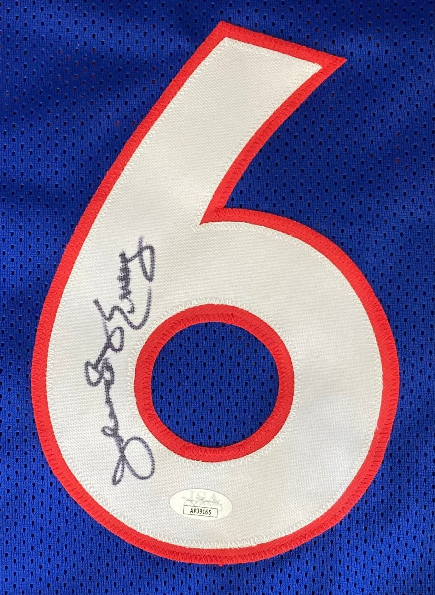 Julius Dr J Erving Signed Custom Blue Pro-Style Basketball Jersey JSA - Image 2