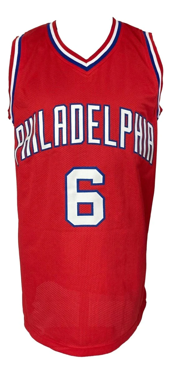 Julius Dr J Erving Philadelphia Signed Red Pro Style Basketball Jersey JSA - Image 3