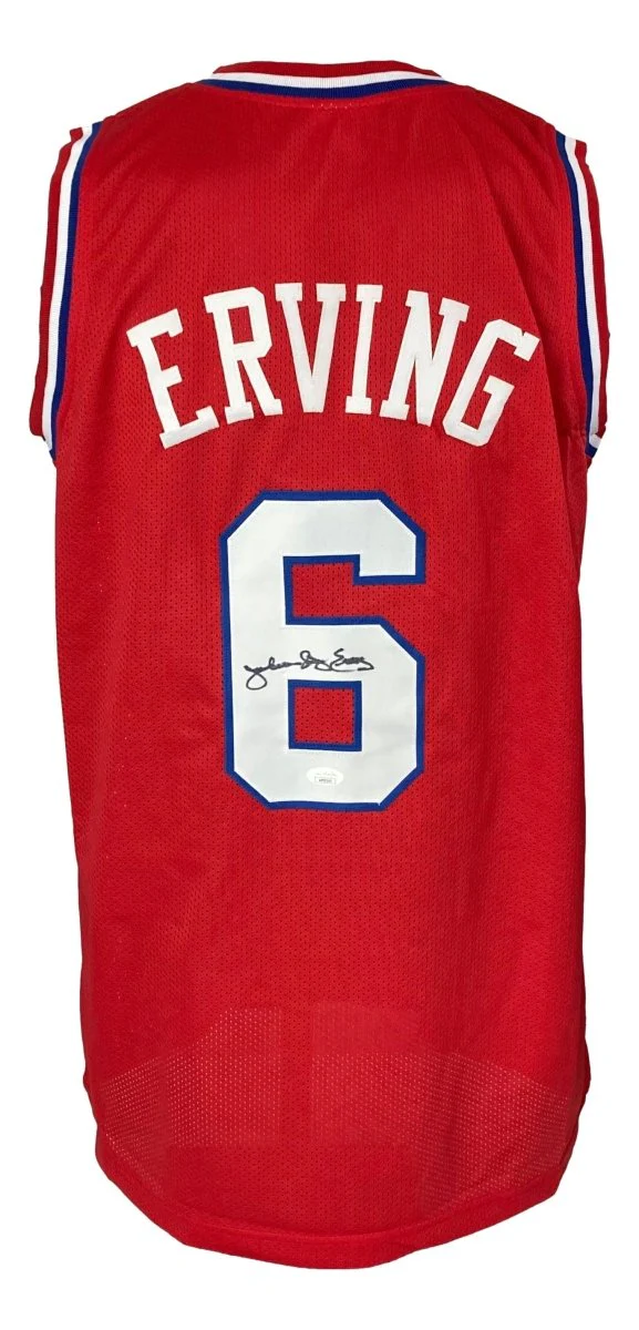 Julius Dr J Erving Philadelphia Signed Red Pro Style Basketball Jersey JSA - Image 6