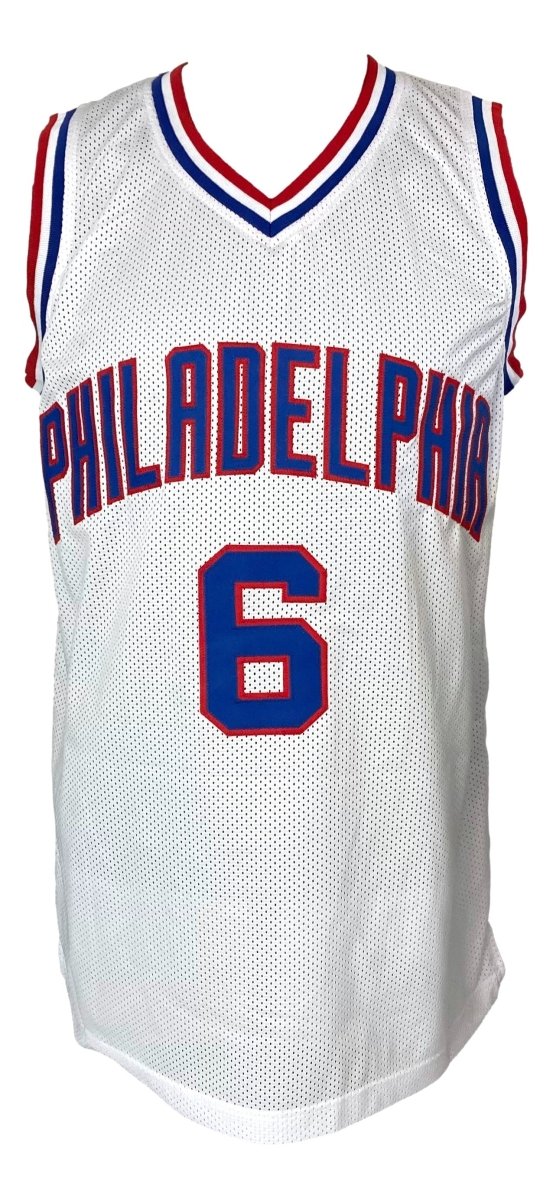 Julius Dr J Erving Signed Custom White Pro-Style Basketball Jersey JSA - Image 3