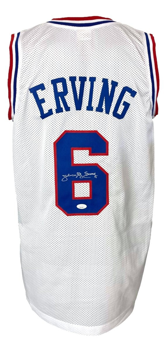 Julius Dr J Erving Signed Custom White Pro-Style Basketball Jersey JSA - Image 6
