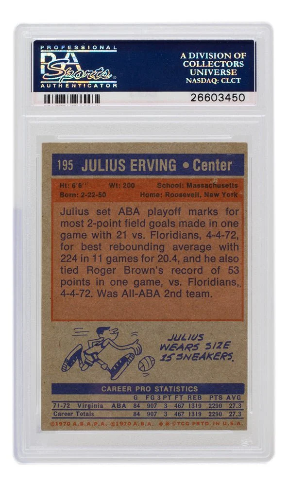 Julius Erving 1972 Topps #195 Virginia Squires Rookie Card PSA EX 5 - Image 2