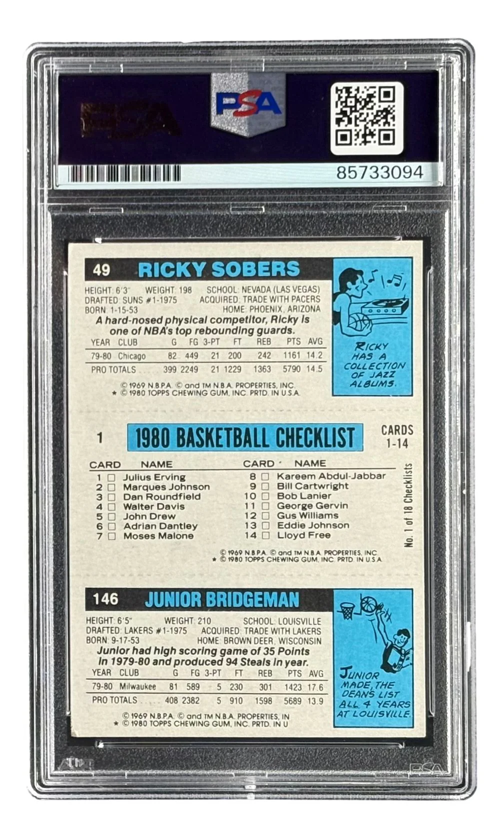 Julius Erving Signed 1980/81 Topps #1 76ers Trading Card PSA/DNA - Image 2