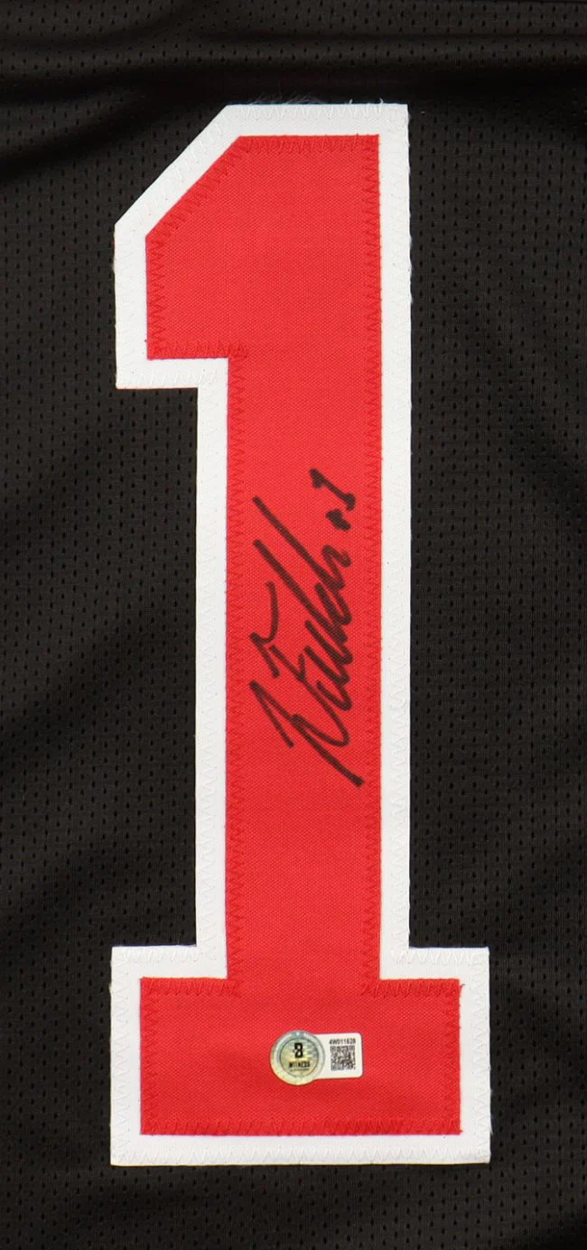 Justin Fields Ohio State Signed Black Football Jersey BAS - Image 2