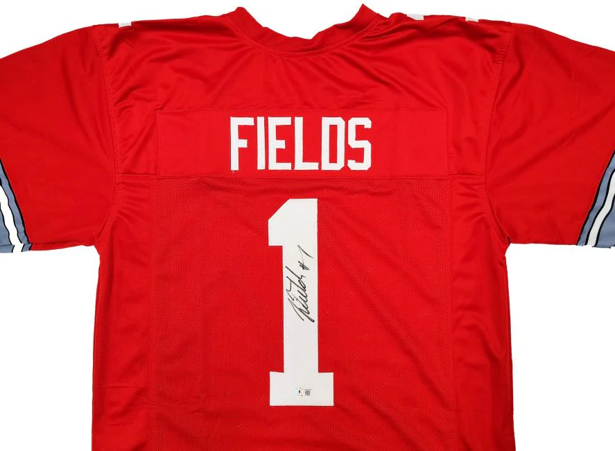 Justin Fields Ohio State Signed Red Football Jersey BAS - Image 2